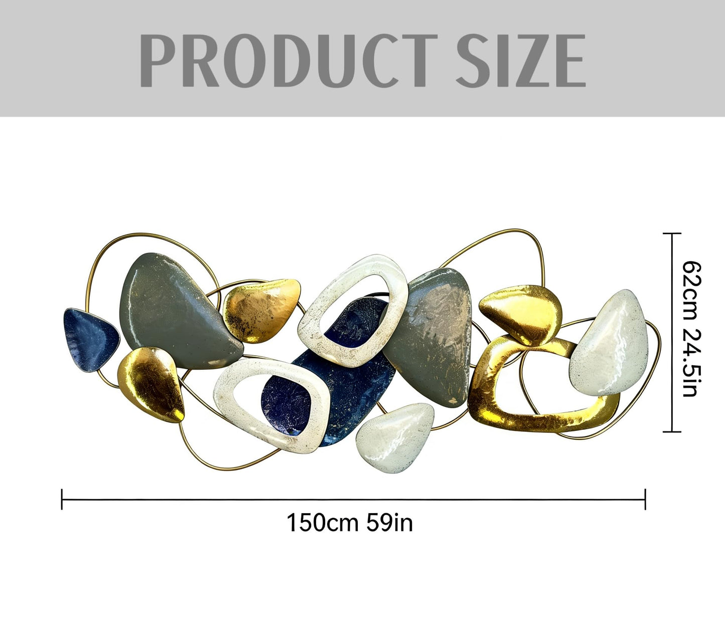 Roivikis Large Metal Wall Art Decor, 3D Abstract Stone-inspired Handcrafted Modern Wall Sculptures for Living Room, Bedroom, Entryway 59" x 24"