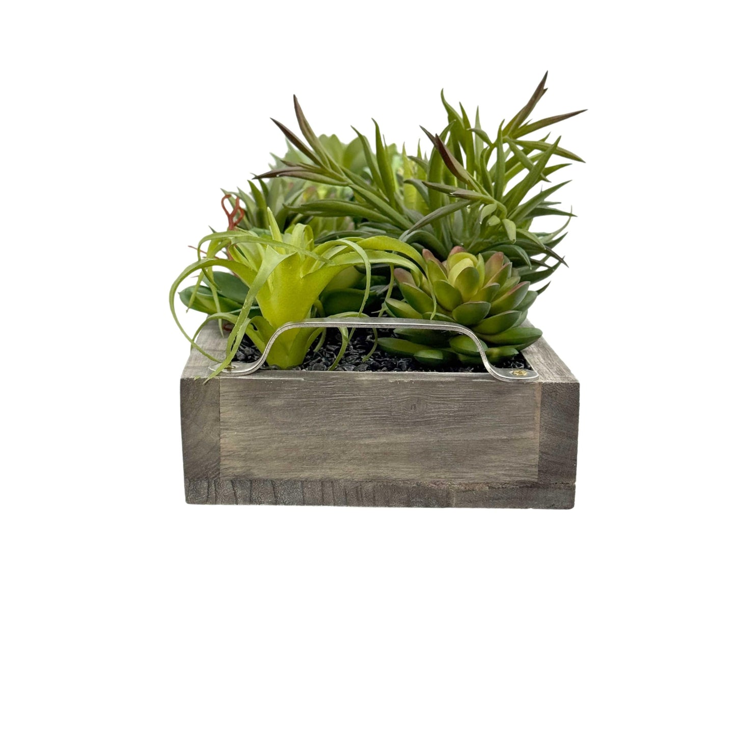 Galt International Faux Assorted Succulent in 31" Wood Tray w/Handles w/Black Rocks | Grey Wood Tray, Artificial Green Moss, Dining Coffee Table Centerpiece (Updated 2026 Packaging)