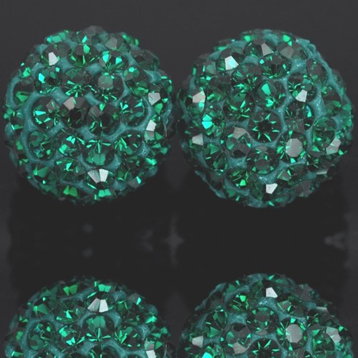 RUBYCA Pave Czech Crystal Disco Ball Clay Beads fit Shamballa Jewelry (100pcs, 10mm, Emerald Green)