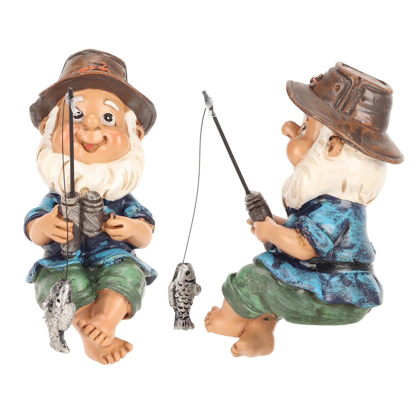 LiebeWH Fishing Gnome Sitter Garden Statue Resin Lawn Decor for Outdoor Decoration Shelf Pond and Waterfalls Ornament Dwarf Sculpture