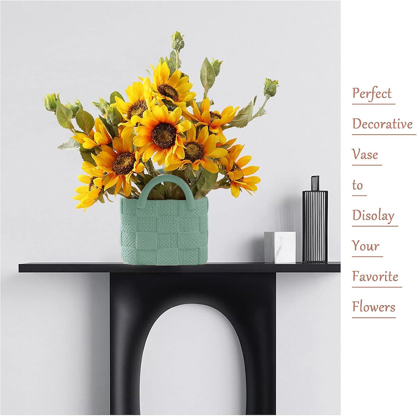 Ceramic Vase, Small Modern Flower Vase for Home Decor, Handbag Collection Creative Ceramic Floral Vases for Centerpieces, Flower Arrangement Decoration Shooting Props (Green)