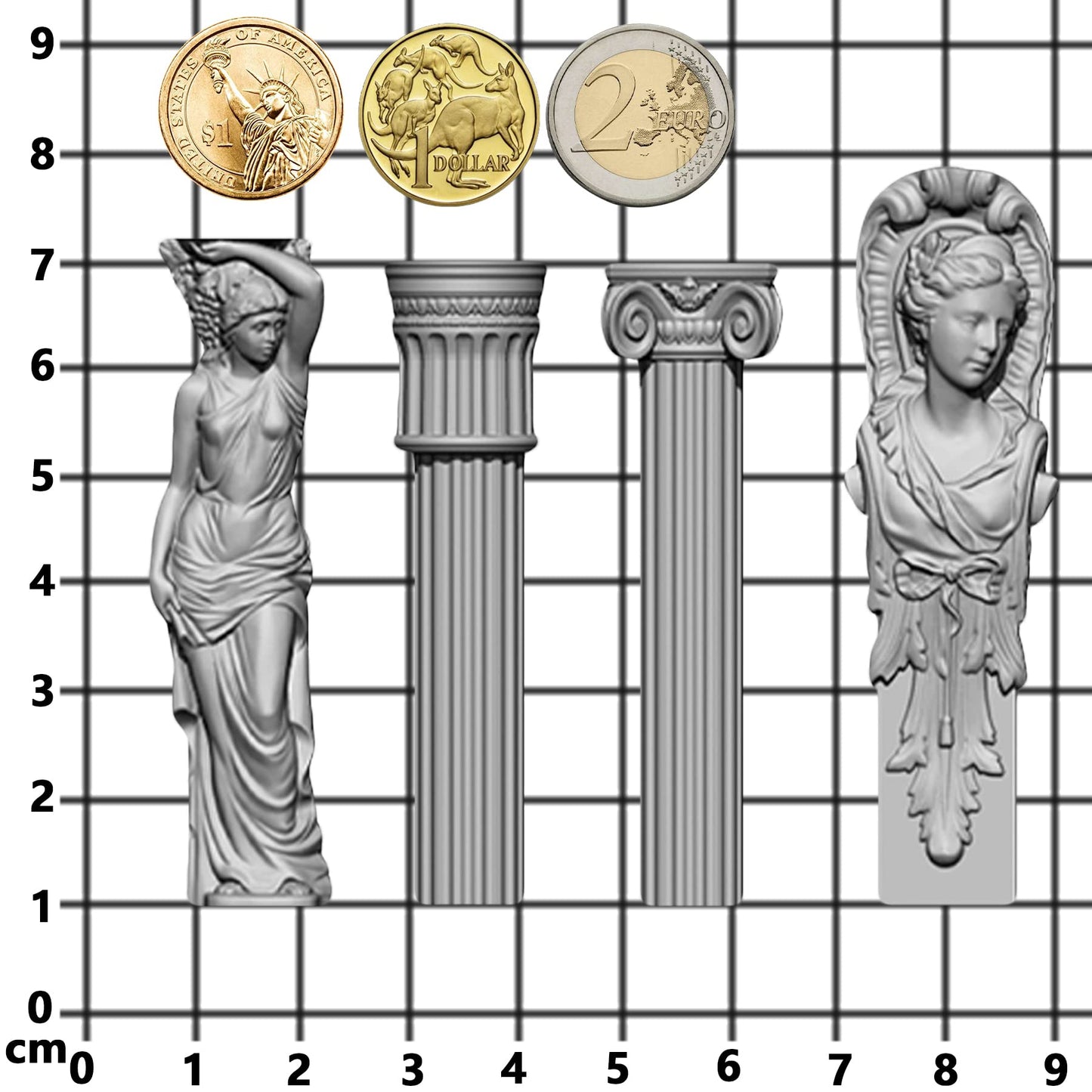 Art Mold for Polyclay Air Dry Clay Plaster, Decorative Column and Sculpture Statue
