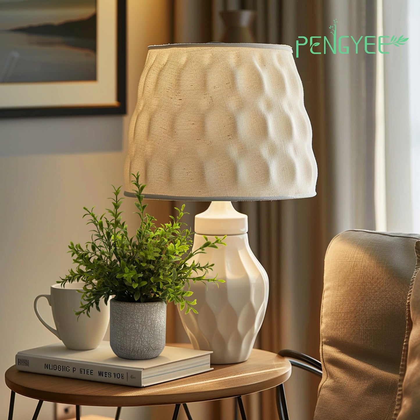 PENGYEE Fake Plant Indoor Set, 3Pcs Fake Hanging Plants with Pots and 4Pcs Small Artificial Plants in Cement Planter for Home Decor Bathroom Bedroom Shelf Desk Office Table Kitchen Room Decor
