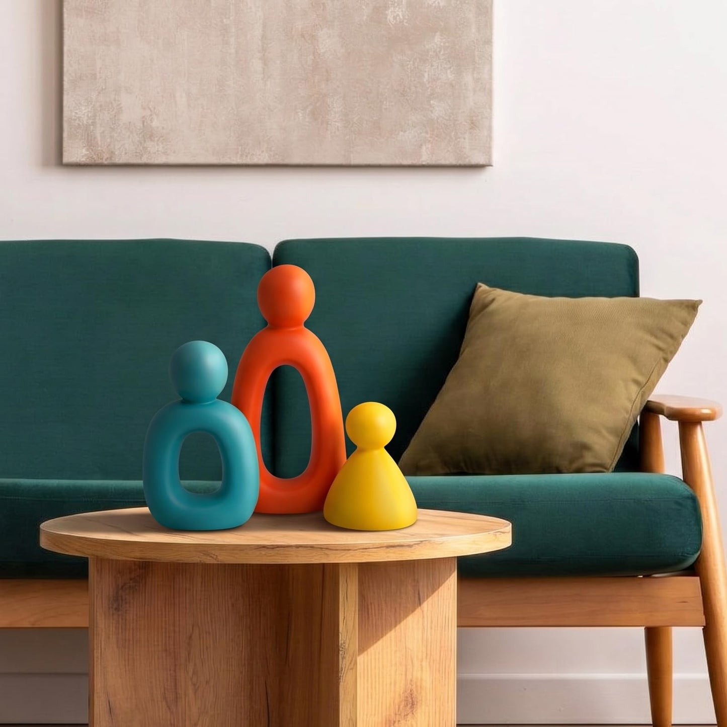 Youyole 3 Pcs Mid Century Modern Decor Abstract Family of 3 Figurines for Shelf Sculpture Love Home Decorative Accents Abstract Decorative Statue for Shelves Living Room Office Table Decorations