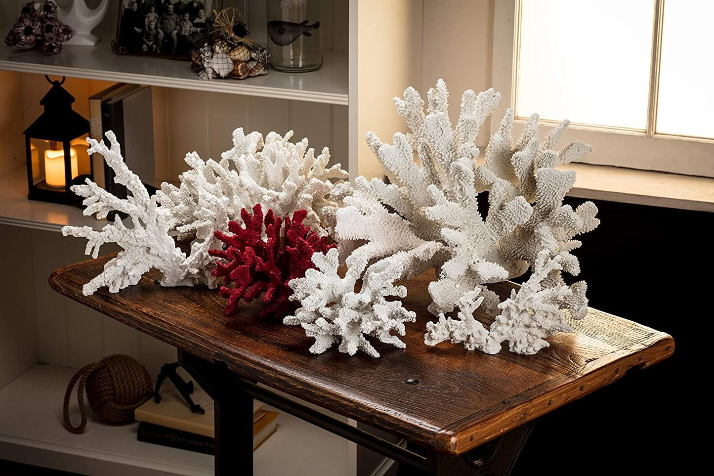 Abbott Collection 20-SEASHORE/40 Large White Flower Coral Decorative Resin Figurine