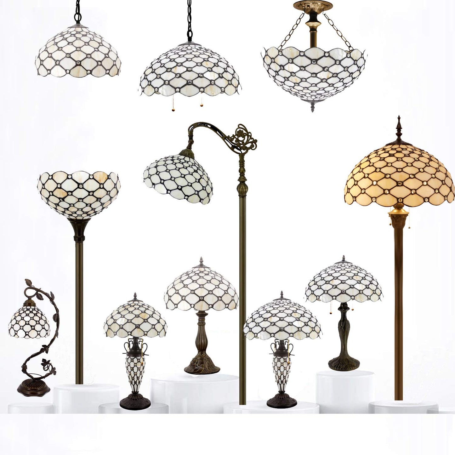 WERFACTORY Tiffany Table Lamp Stained Glass Bedside Lamp Desk Reading Light