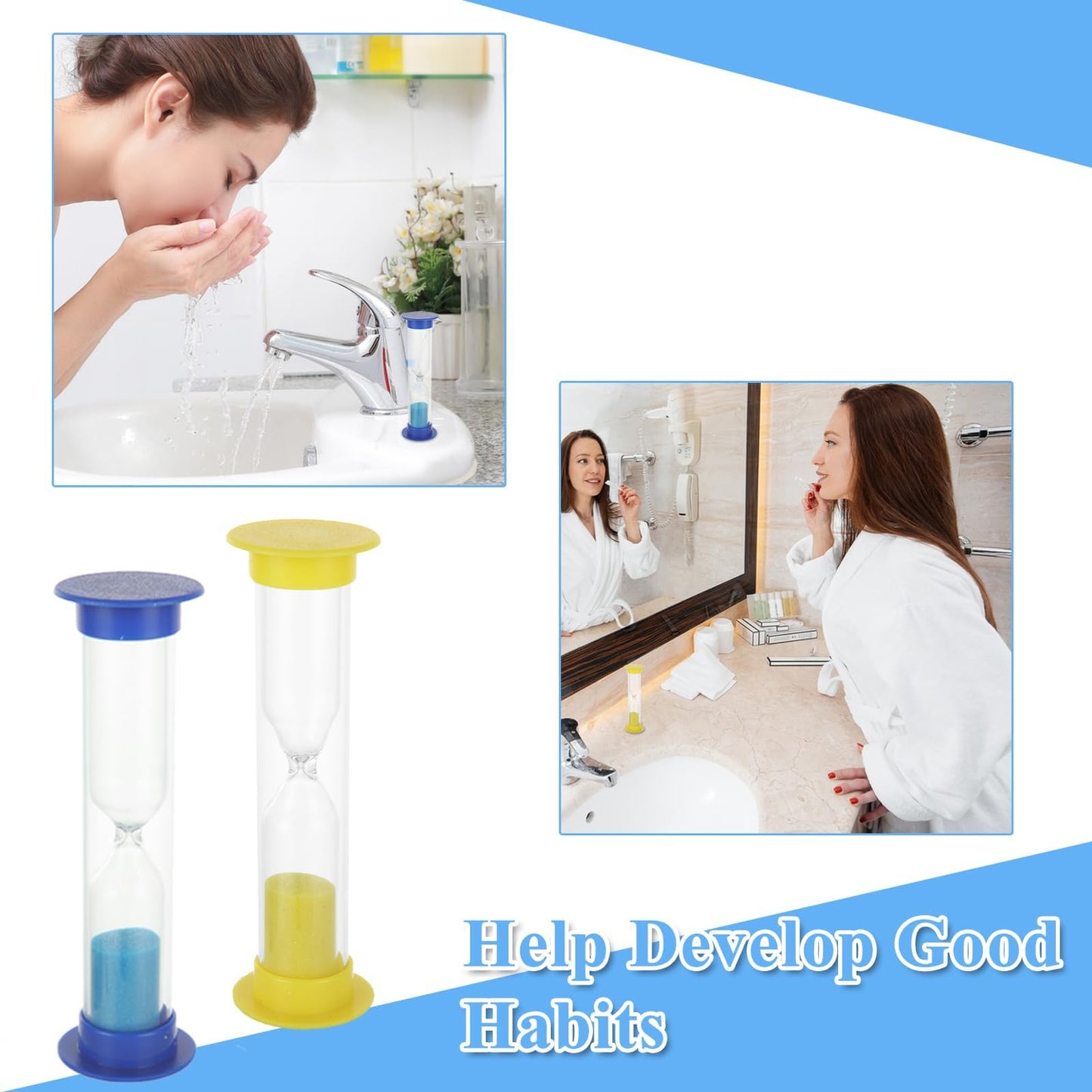 WOPPLXY 64 Pcs 2 Minute Sand Timer, Colorful Hourglass Sand Clock, Plastic Hourglass Timer, Plastic Small Sand Watch Hour for Classroom Learning