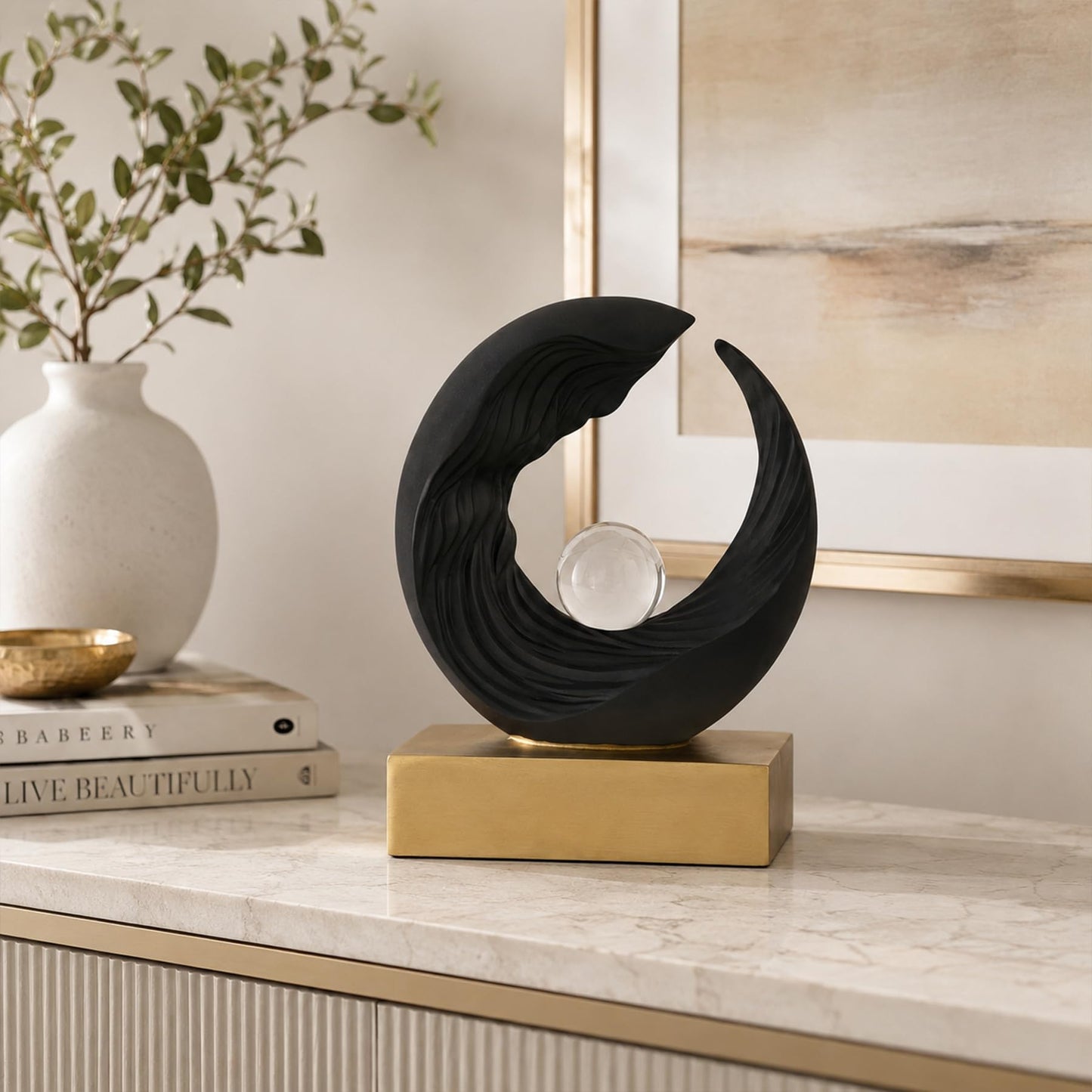 Abstrac Black Sculpture Living Room Decor, Modern Art Home Decor Accents