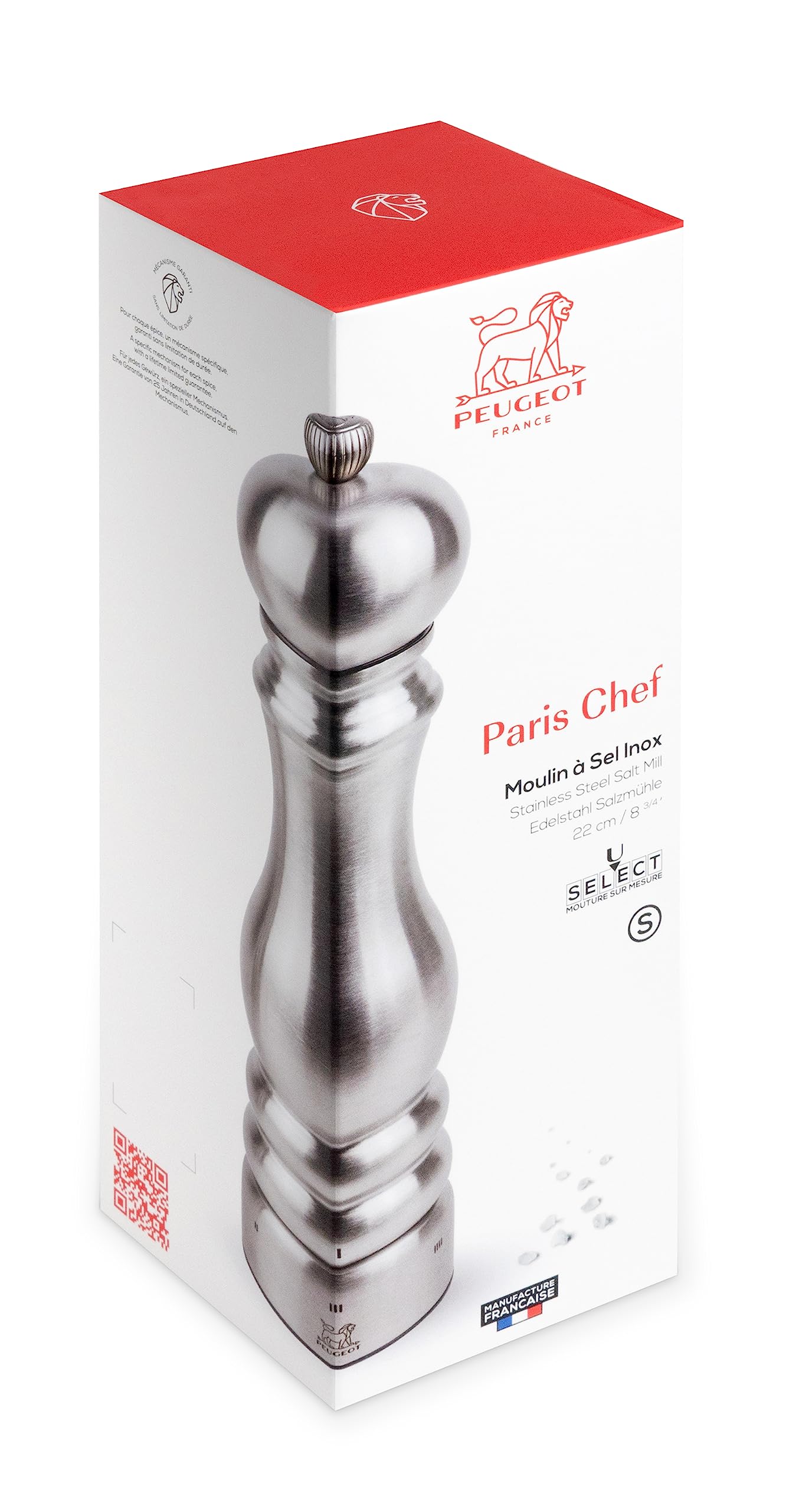 Peugeot Paris Chef u'Select Stainless Steel 22cm - 8 3/4" Salt Mill
