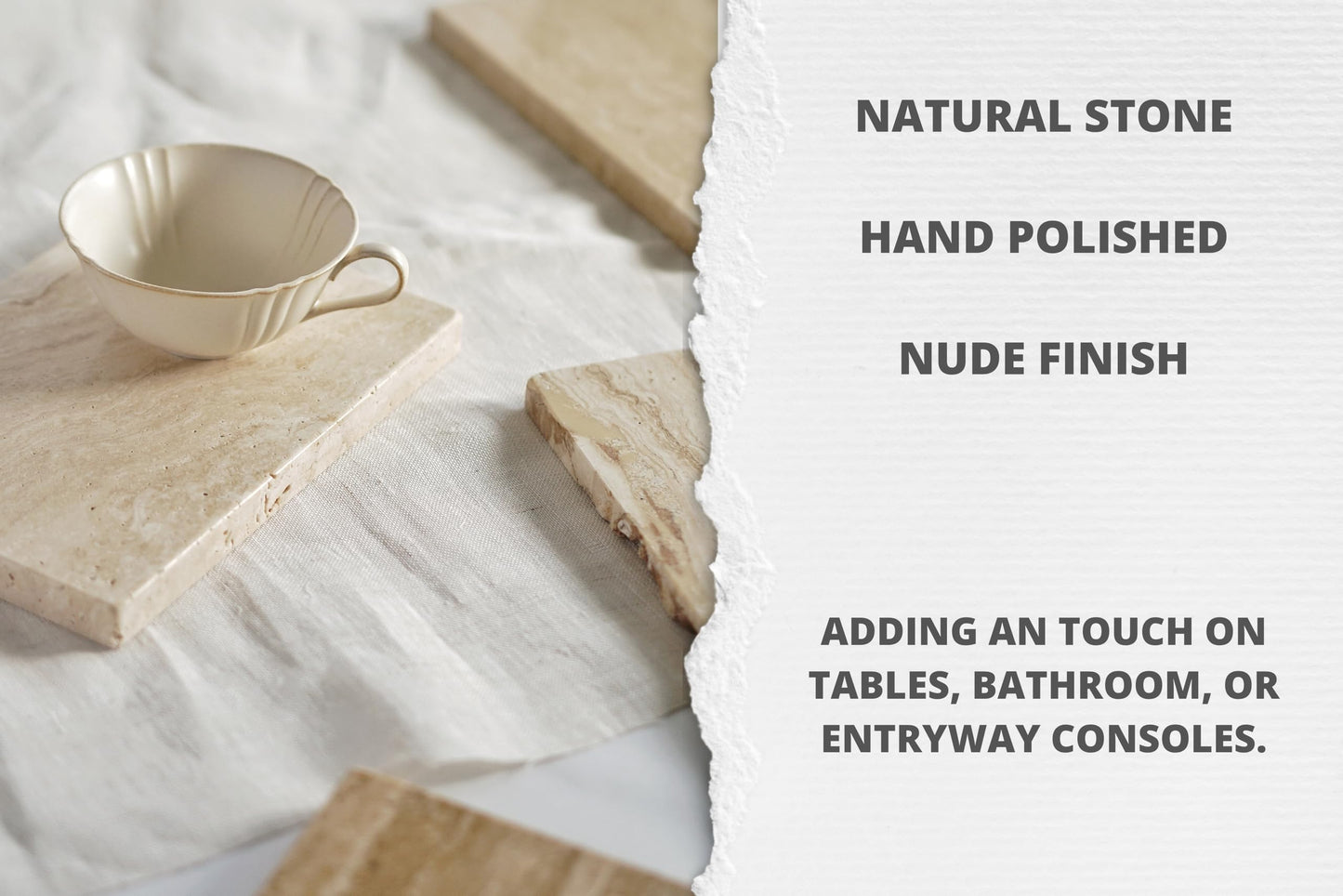 Astavostone Travertine Tray, Cream White Natural Marble Decor Tray for Bathroom Vanity Decorative Rectangle Stone Board for Jewelry, Perfume, Candles, Keys, Coffee Table Organizer (9.5" x 4.7")