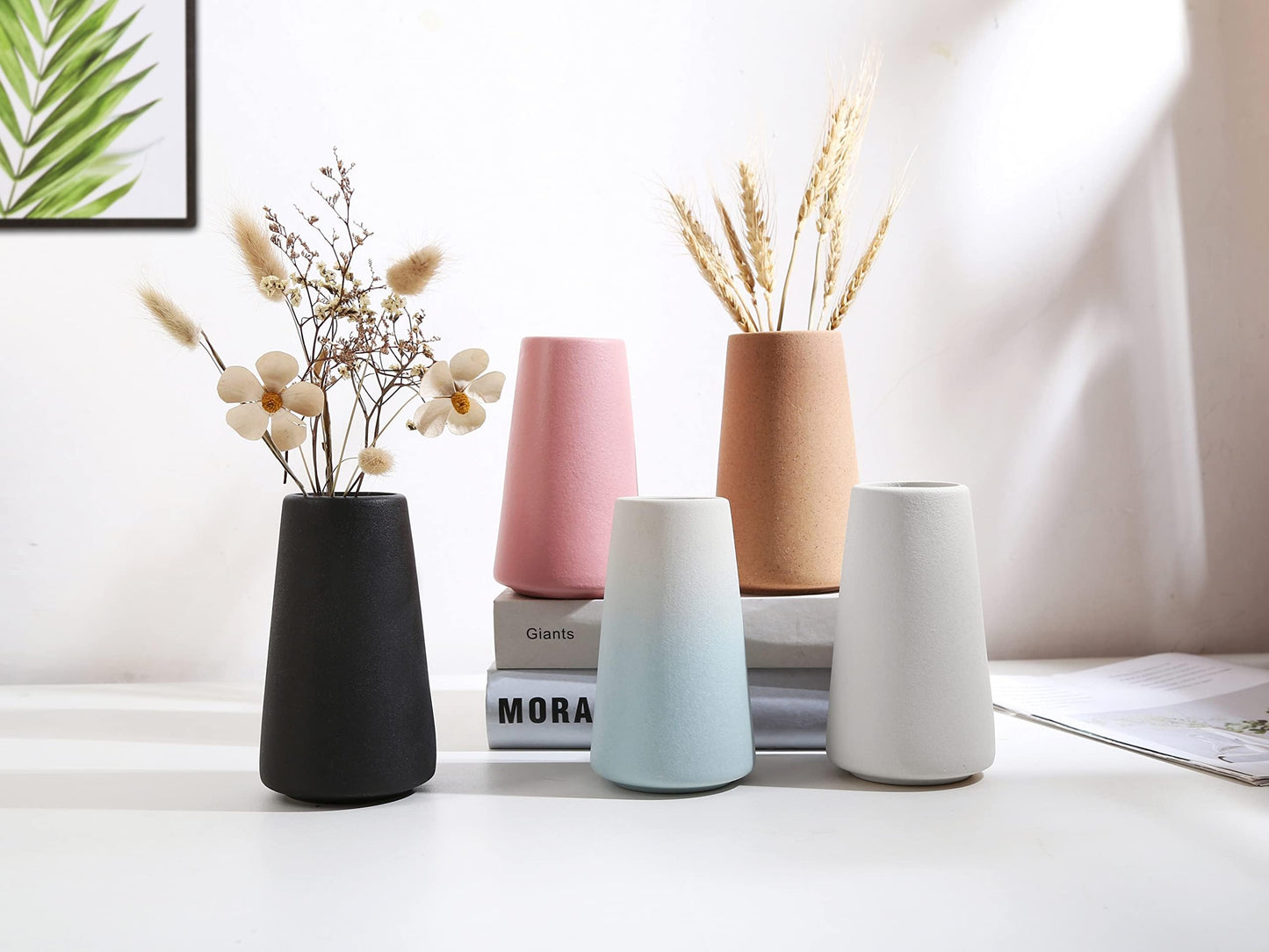Ceramic Vase, Blue White Vasefor Home Decor, Minimalist Vase, Lego Vase, Modern Home Decor, Dried Flower Vase, Shelf Decor Bathroom Centerpieces.(Blue)