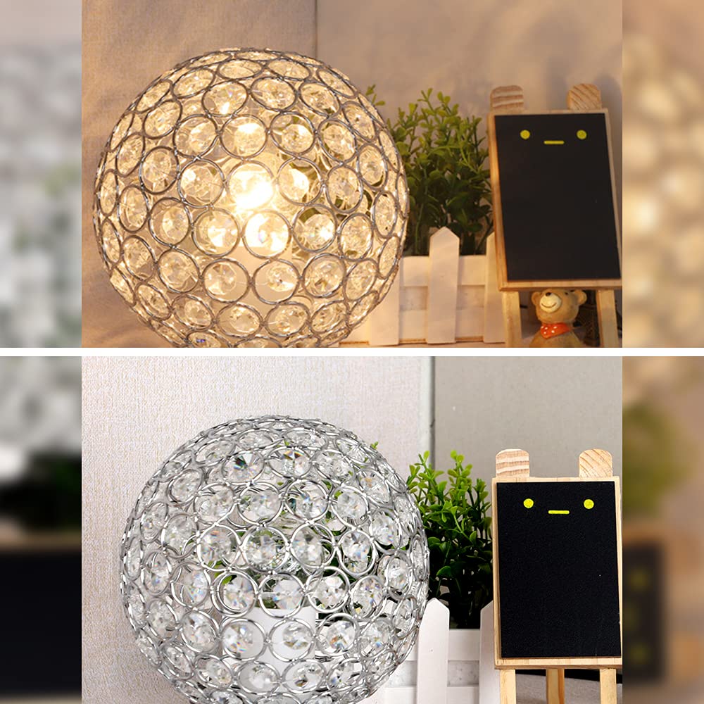 Floodoor Crystal Table Lamp,Decorative Bedside Crystal Lamp,Nightstand lamp, Bedroom lamp for bedstand,Bedroom,Living Room,Guest Room,Silver
