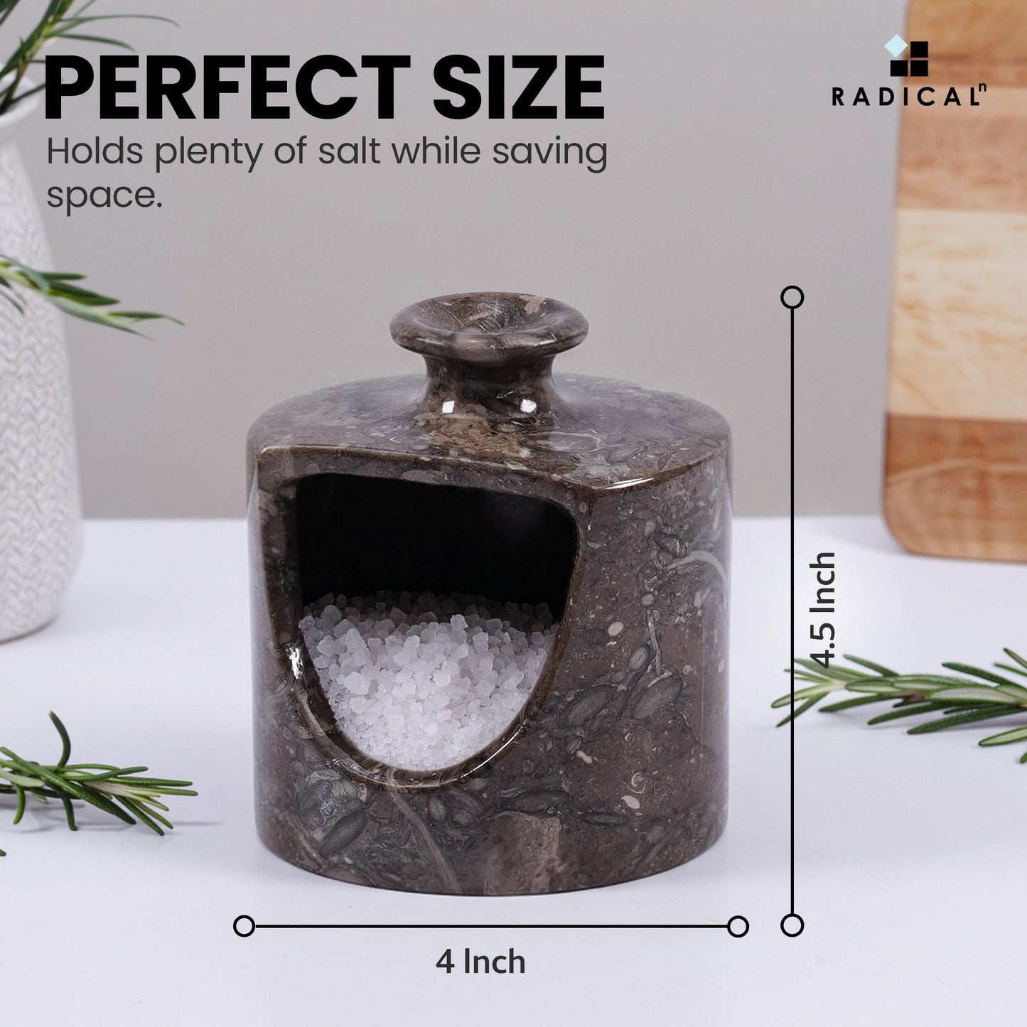 Radicaln Marble Salt Cellar 4.5" Inches Oceanic Handmade Salt & Spices Storage Container For Kitchen Countertop, Ideal Pig Salt Box, Salt Bowl & Spice Jar for Table Decor