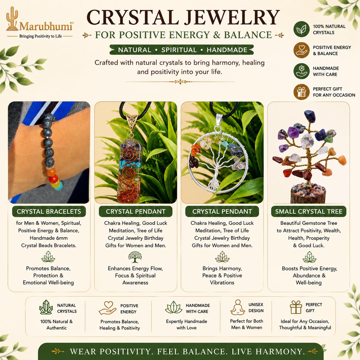 Chakra Healing Crystal Tree Kit with 7 Chakra Bracelet and 2 Pendant Necklace Handmade Bonsai Gemstones Trees for Home Decor, Positive Energy, Money, Good Luck Birthday Gifts for Women, Mom