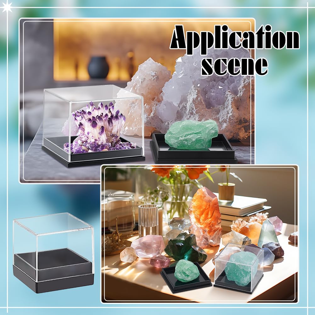 BENECREAT 12 Pcs Mineral Sample Case, 1.65x1.65x1.28 Inch Clear Display Case, Cube Display Box for Storage Jewelry Storage Container Home Countertop