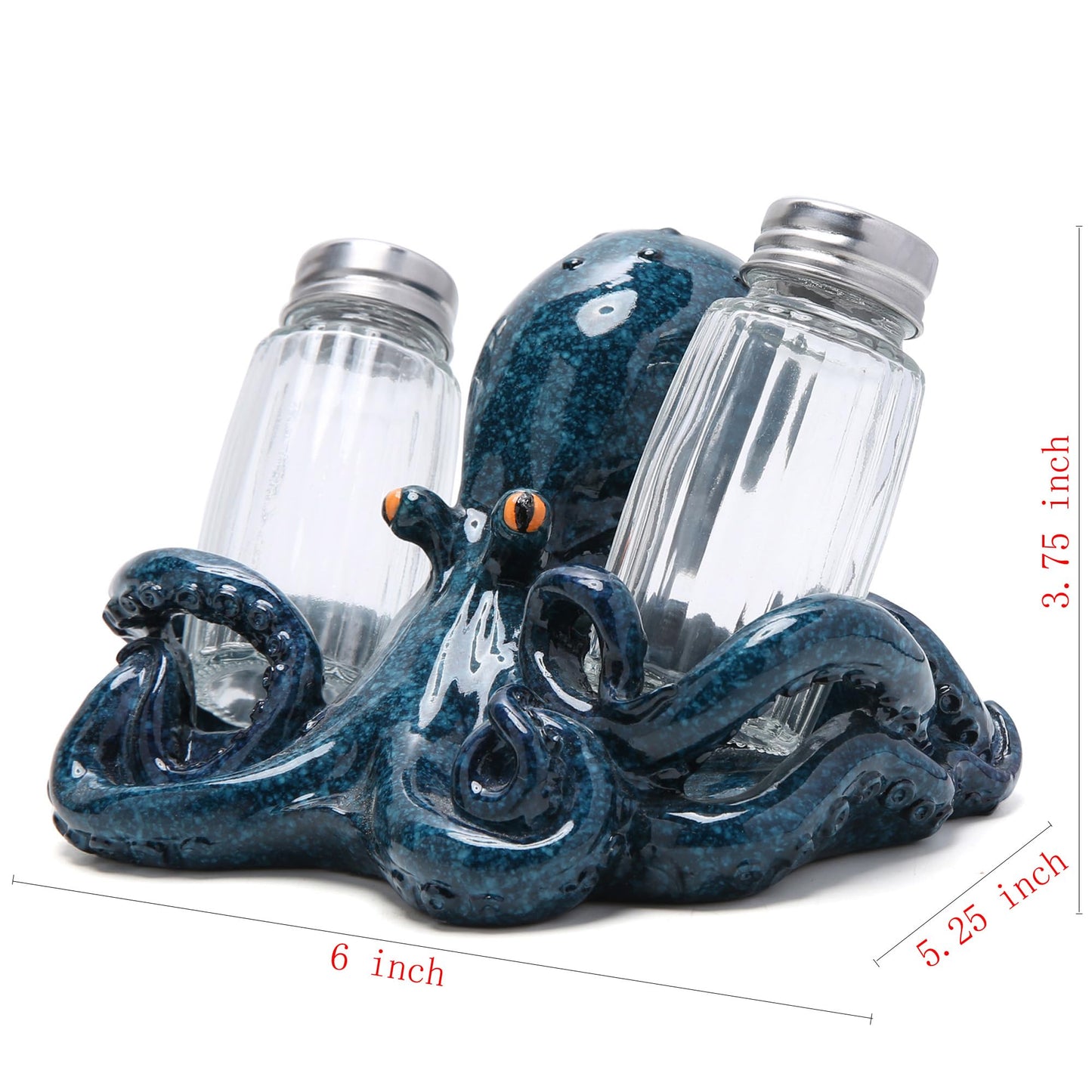 Hodao Octopus With Salt and Pepper Shaker Figurines Decorations For Beach Bar or Tropical Kitchen Decor Table Decorations By Home Gifts (Octopus)