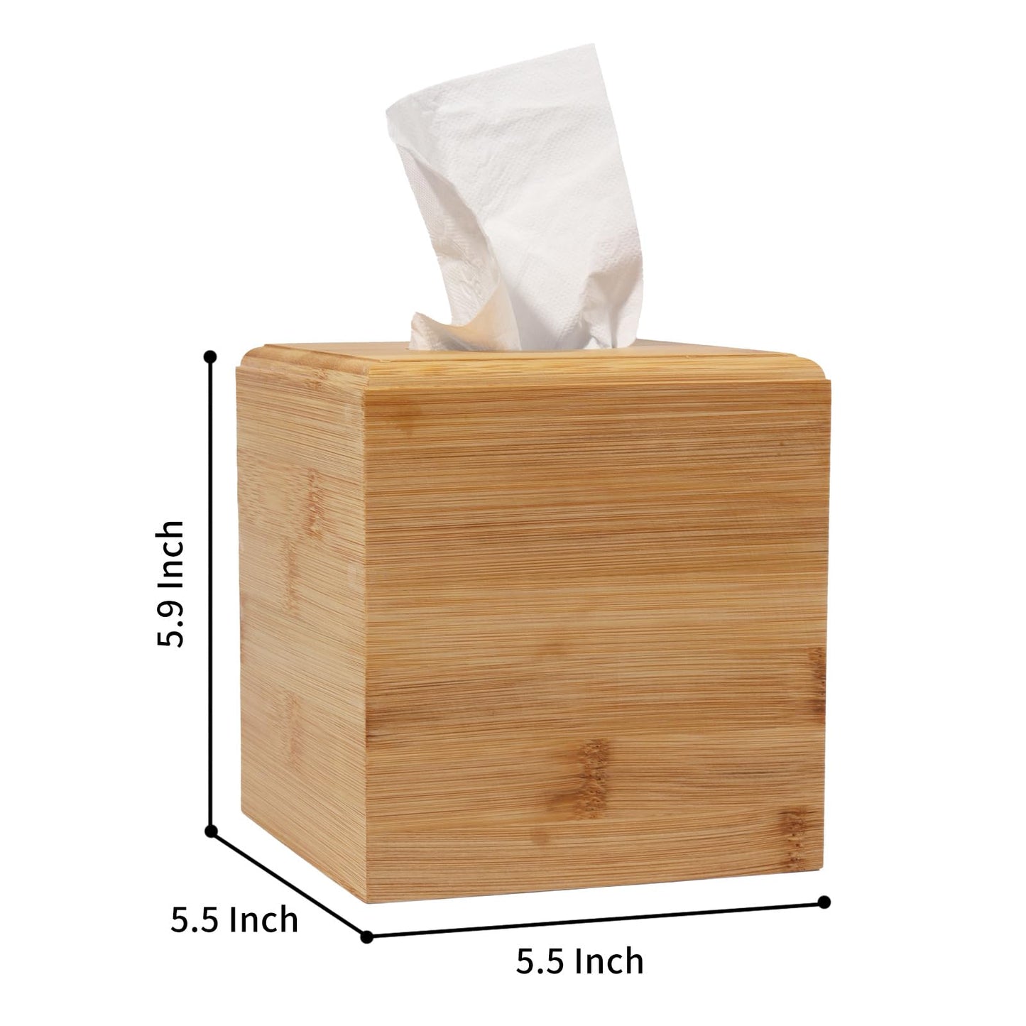 Tissue Box Cover Square for Kleenex - Handmade Tissue Holder for Tabletops, Bathroom, Office & Modern Farmhouse Decor - Decorative Bamboo Tissue Box Cover with Universal Fit