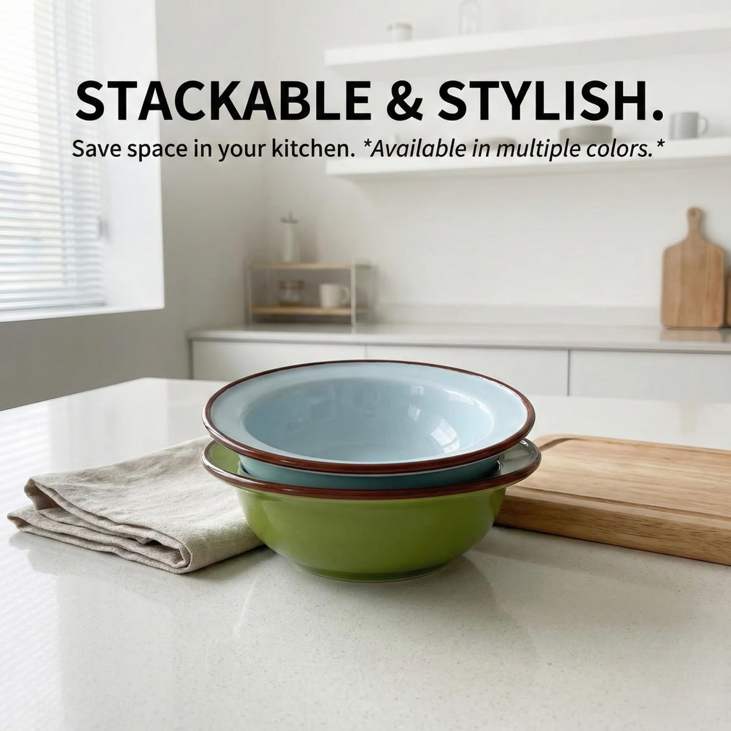 Rocvam 5.7 Inch Ceramic Pasta Bowls - Shallow Soup and Salad Bowl, Microwave and Oven Safe - Blue and Green Aesthetic (Blue)
