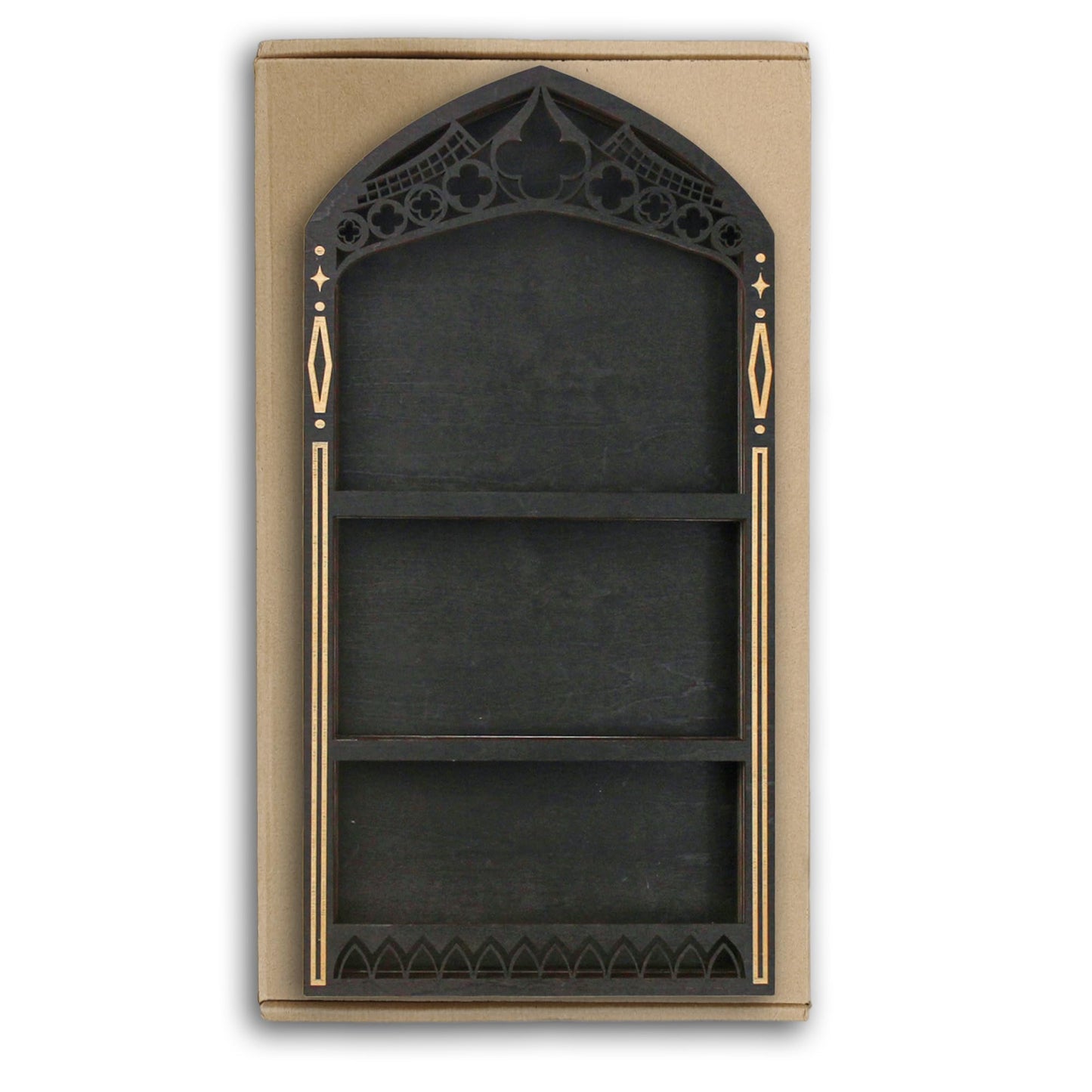 Gothic Crystal Shelf Display for Wall, Wooden Trinket Shelf Rock Gem Healing Stone Display Shelf Wall Mounted, Crystal Holder Trinket Organizer Knick Knack Shelf, Gothic Witchy Decor Gifts for Women