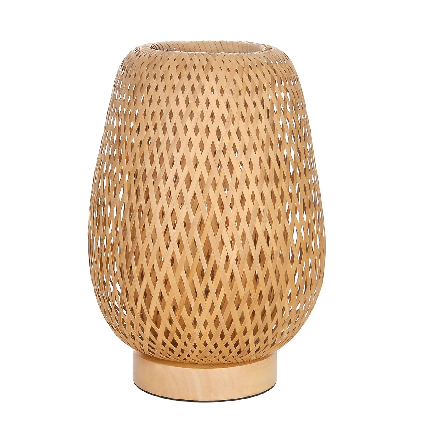 Hodevimall Boho Rattan Table Lamp, Stepless Dimmable Small Beside Lamp, Vintage Nature Wicker Wooden Nightstand Boho Bamboo Woven End Table Lamps for Bedroom Living Room Desk Kids Room