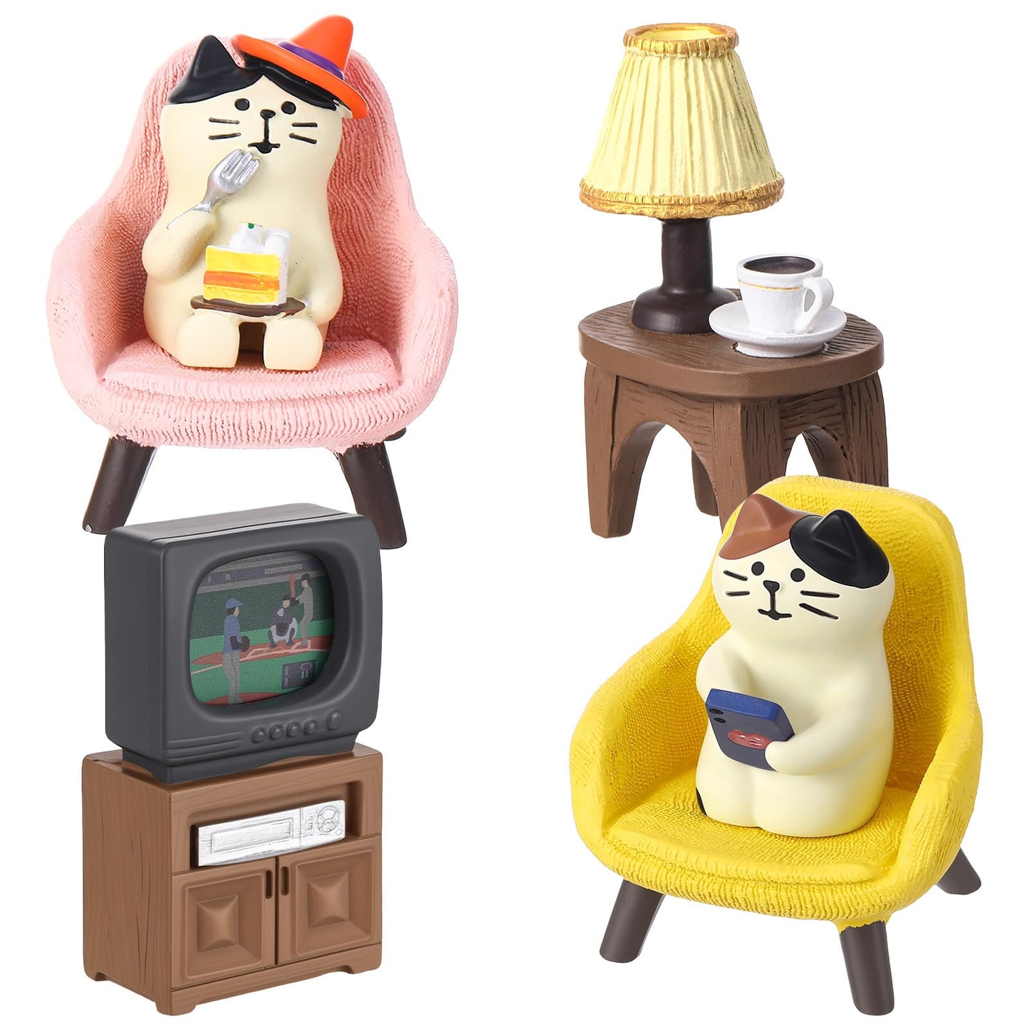 GGSTDDUP 6 Pcs Miniature Resin Cat Figurines Set for Desk Shelf
