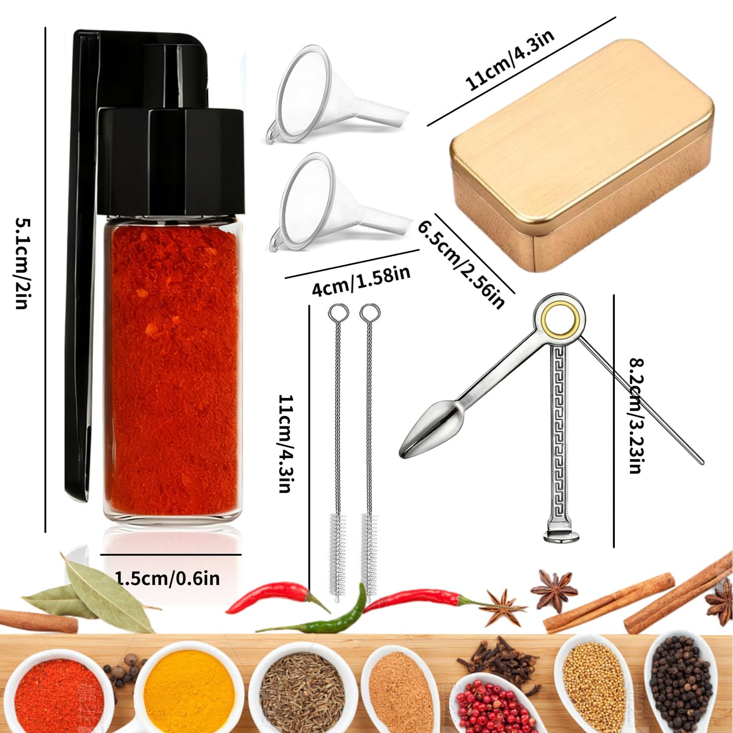 6 PCS Mini Spice Containers with Spoon, Portable Leak Proof Airtight Seasoning Set for Camping, Backpacking, BBQ, RV, Kitchen and Outdoor Cooking (12-Piece Set)