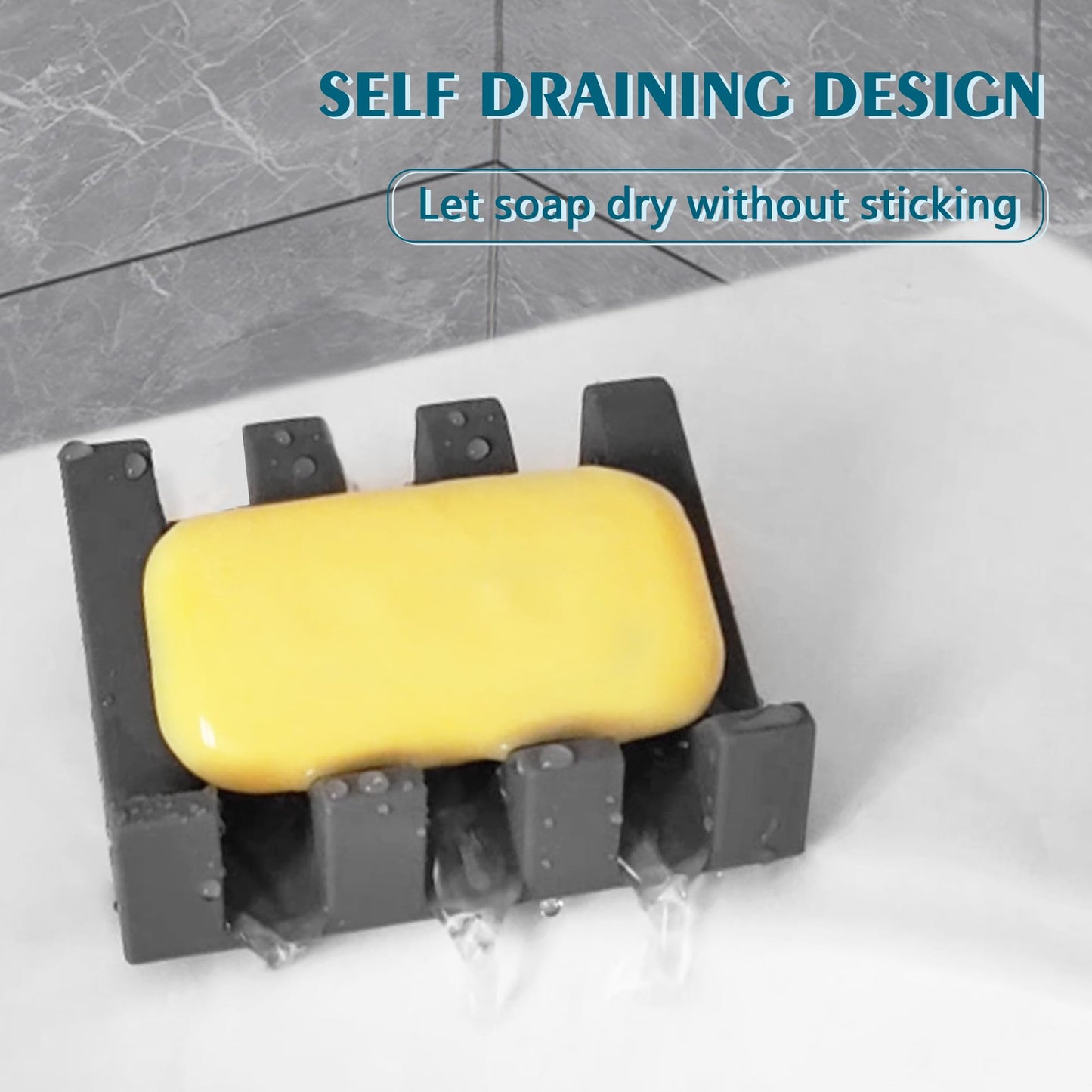 Coipdfty Self Draining Soap Dish Holder,Silicone Soap Dish,for Bathroom,Kitchen, Sponges,Can Extend Soap Life,Keep Soap Bars Dry and Easy Cleaning (Grey,1-Pack)