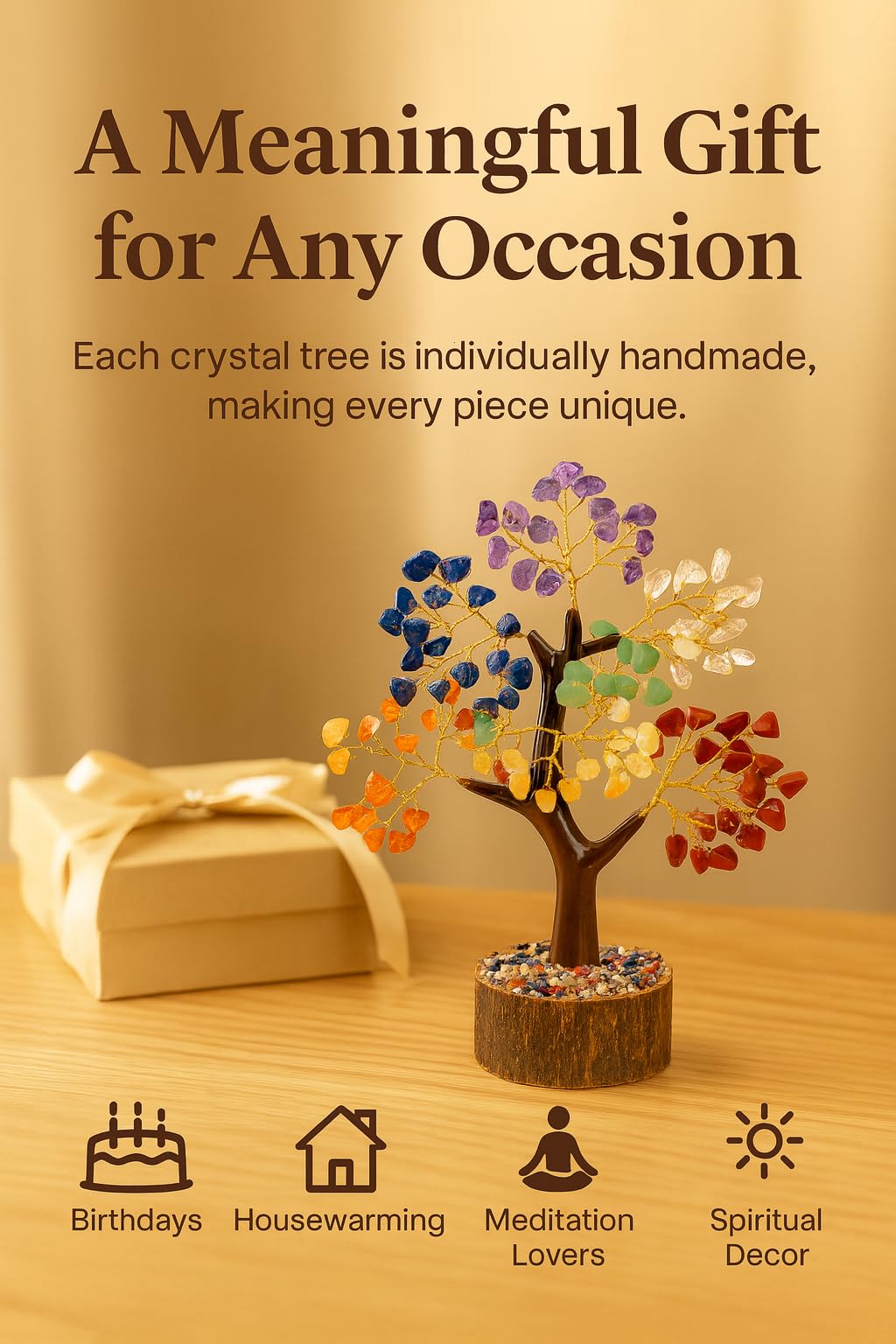 TrendSphere 7 Chakra Crystal Tree of Life – Handmade Healing Crystal Money Tree for Positive Energy, Wealth & Good Luck | Spiritual Home & Office Decor | Birthday Gifts for Women, Mom, Loved Ones