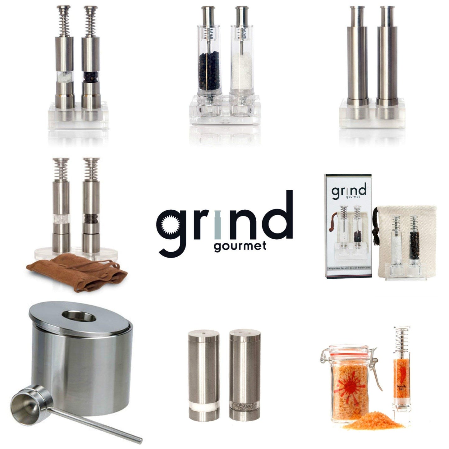 Salt And Pepper Grinder Set or Singles, Grind Gourmet Original Pump & Grind Cooking Gadgets, Spice Grinder, Pepper Mill, Modern Push Button Salt N Pepper Grinders, Buy 1, 2 ..