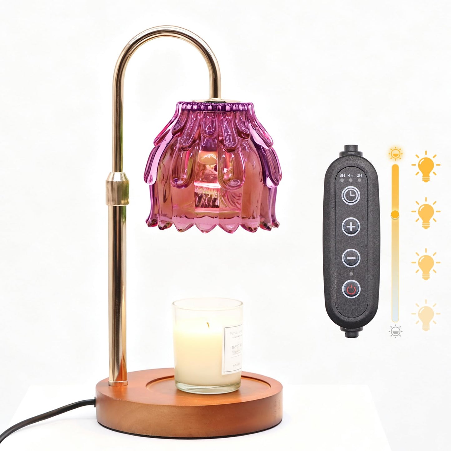 Flyzenvibe Candle Warmer Lamp with Timer & Dimmer, Birthday Gifts for Women Mom, 4-Level Dimmable Flower Heat Lamp for Jar Candles, Adjustable Height, House Warming Gifts, Home Decor (Purple