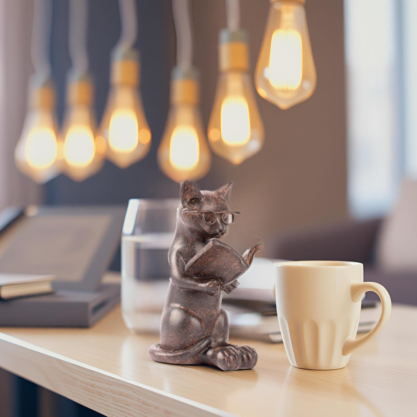Young's Resin Cat Reading Figurine, 13.25-Inch (10616)