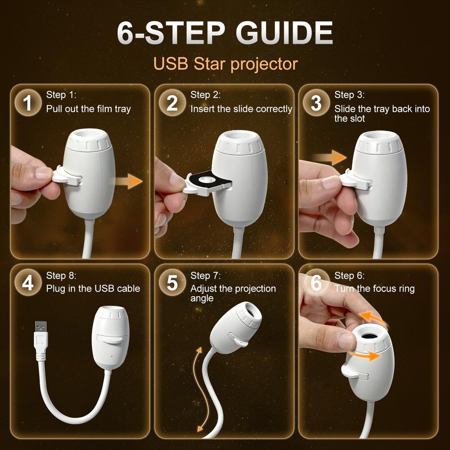 Galaxy Projector Night Light for Bedroom - 2 in 1 USB Starry Sky Led Lamp