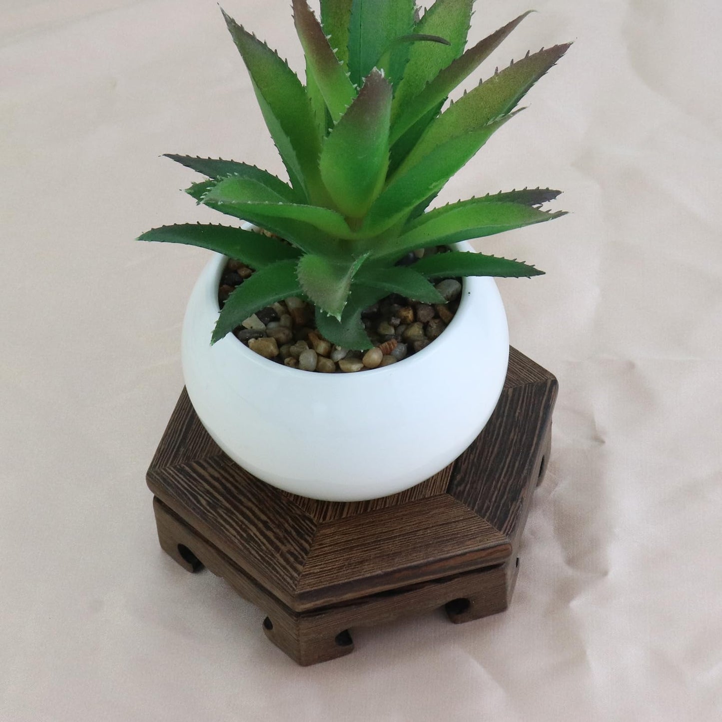 Mewutal Wooden Display Stand Base 4.65" x 4.65" Wood Carved Craft Pedestal Traditional Wooden Base Oriental Antique Display Riser Hexagon Pedestal Stands for Vase Crystal Ball Teapot Stone Flower Pot
