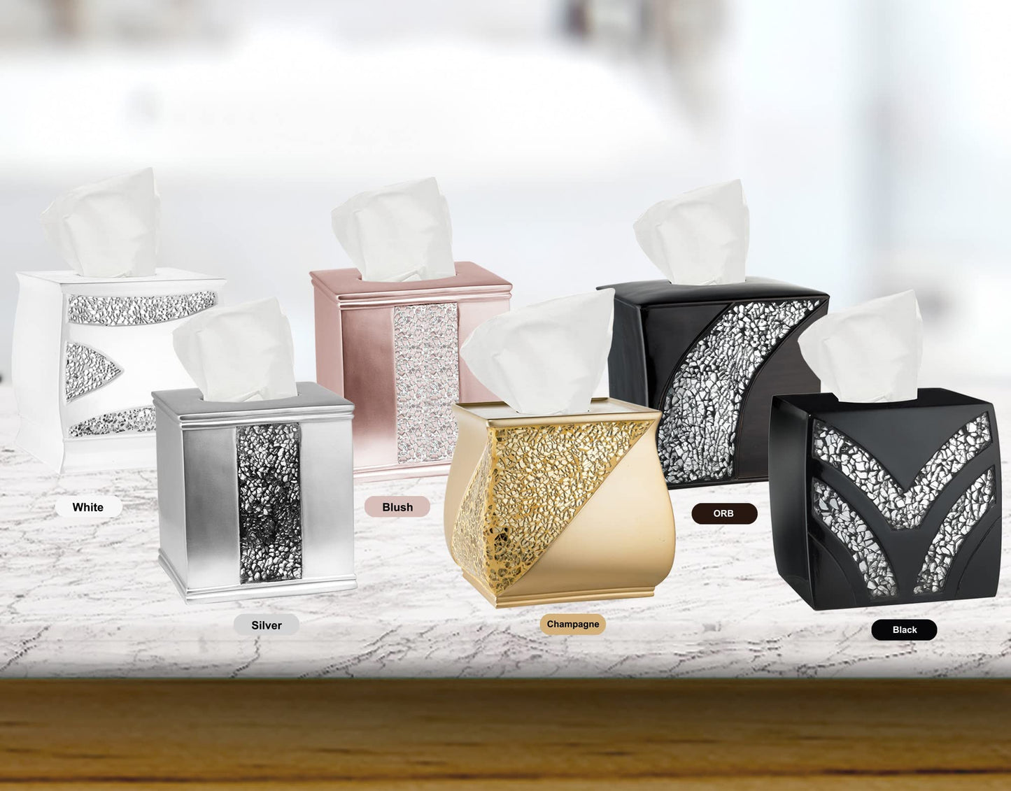 Popular Bath Sinatra Modern Bath Tissue Box Modern Classic Contemporary Decorative Beautiful Designs Bathroom Decor for Home Luxury Bath, Blush