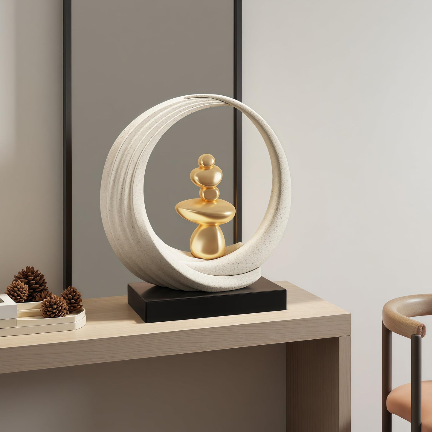 XGZY Feng Shui Wealth Statue, Lucky Circular Decorations,Decor for Attracting Wealth Spiritual Decor, for Living Room, Office, Shelves