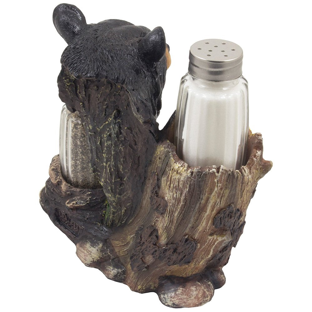 Black Bear Glass Salt and Pepper Shaker Set Sculpture Kitchen Decor in Rustic Lodge and Cabin Figurines by Home-n-Gifts