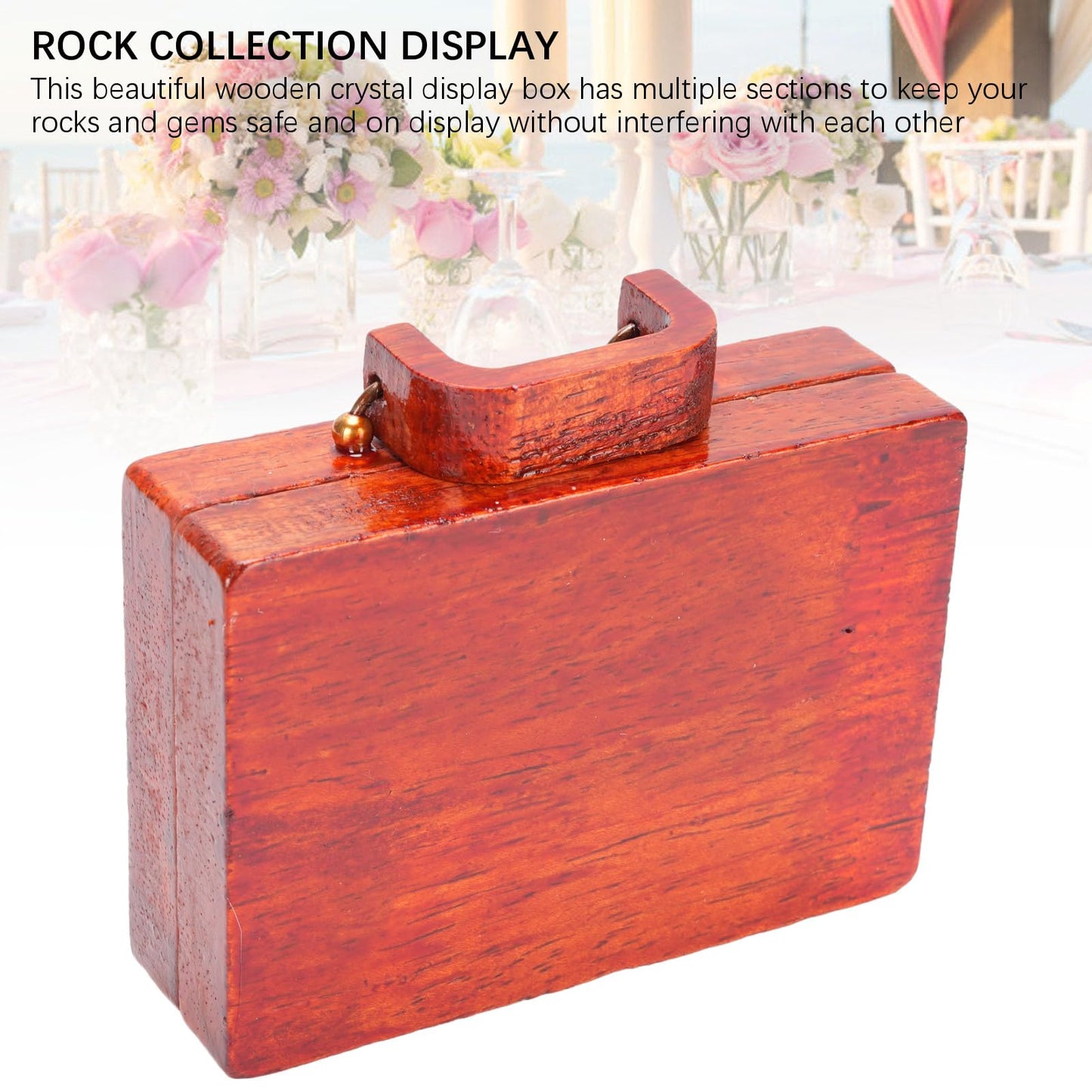 Buachoi Rock Display Case,118 Grid Rock Collection Box, Crystal Mineral Display Showcase with Protective Panel, Wooden Stones Storage Organizer Holder,for Agate Opal Crystal Stone Arrowheads etc.