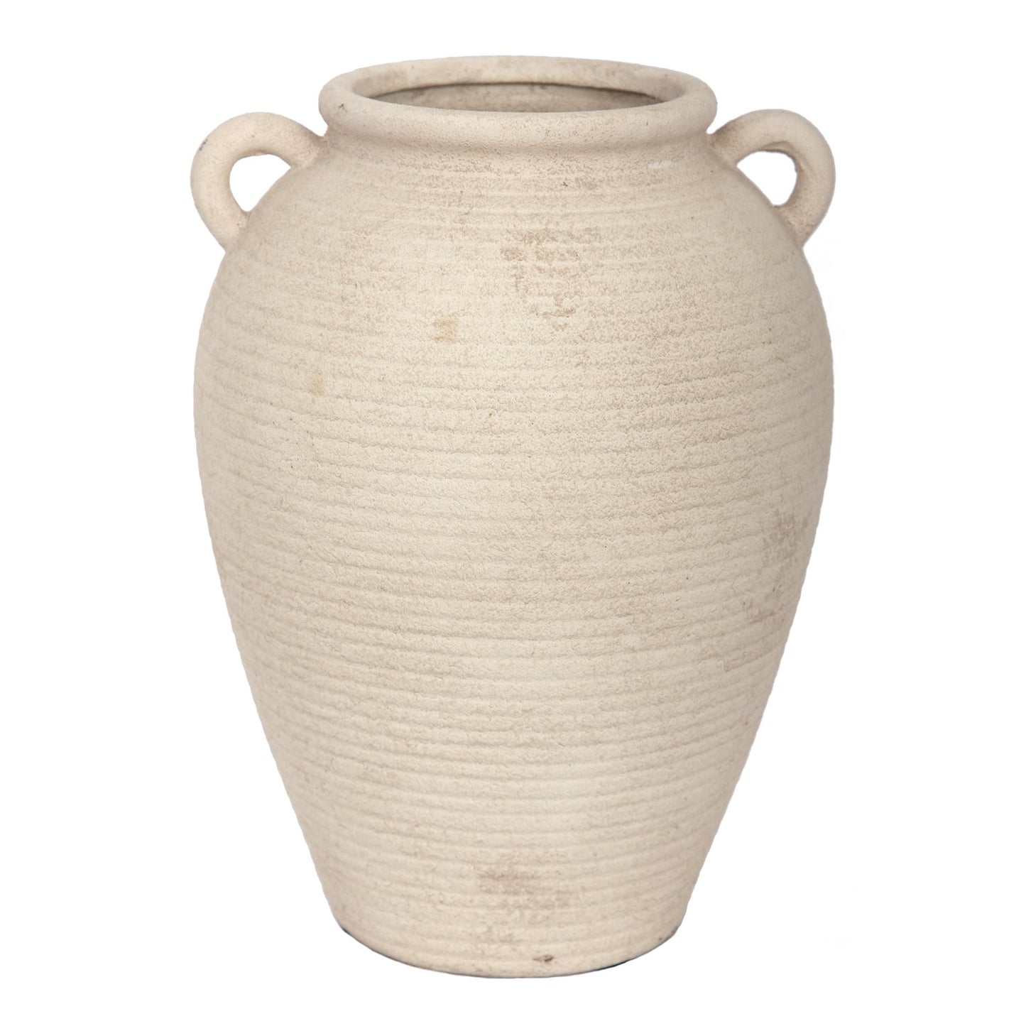 GreenSicilia 8.7" Ceramic Vase with Handles, Light Beige Terracotta