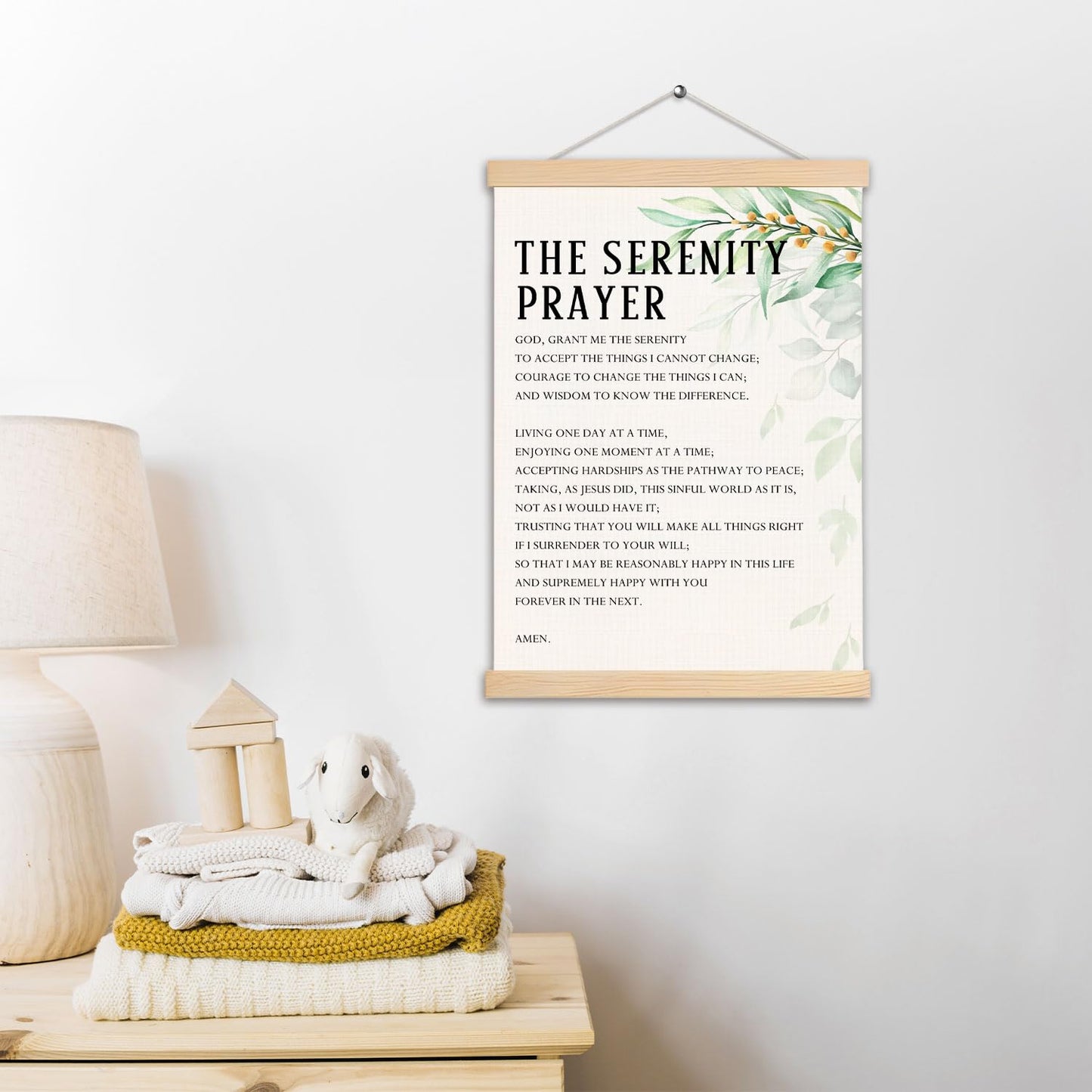 pouep Bible Verse Wall Decor, The Serenity Prayer Canvas, Motivational Framed Decor, Christian Gifts, 12.5x17 Inches, White