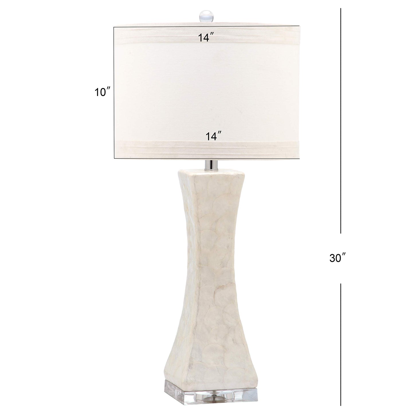 SAFAVIEH Lighting – Shelley Coastal White Capiz Shell Table Lamp, Concave Shell Design, LED Bulb Included (LITS4146A)