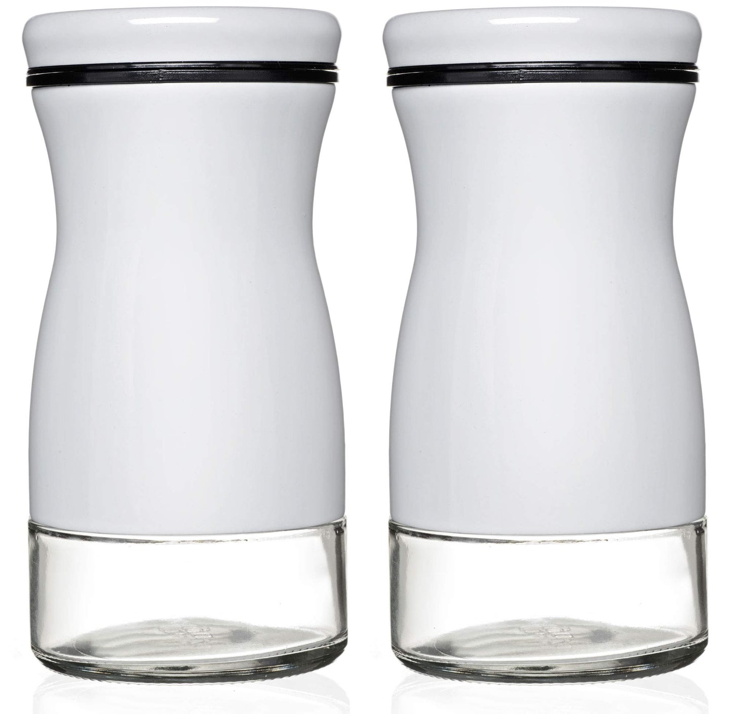 Salt and Pepper Shakers Set with Adjustable Pour Holes by CHEFVANTAGE - White