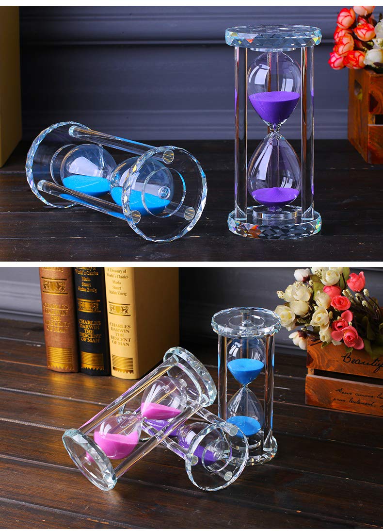 Lonovel 60 Minutes Hourglass Timer,Crystal Sand Timer Diamond Carving Surface,Good for Kitchen Office Desk Coffee Table Book Shelf Cabinet Decor Christmas Birthday Present Gift Box Package,(Blue)