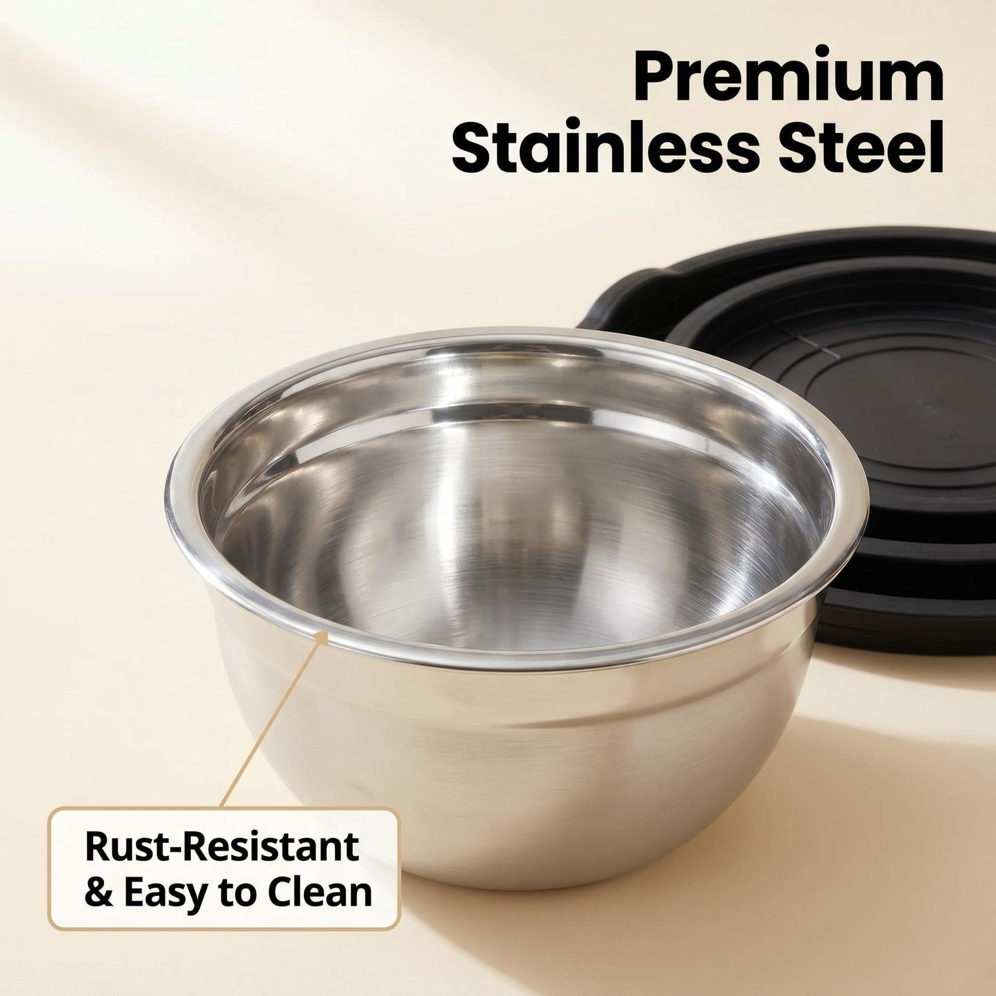 XAUZIX Mixing Bowls with Lids Set of 3, Stainless Steel Nesting Bowls with BPA-Free TPE Lids, 1.5/2.5/5 QT Kitchen Bowls for Baking, Salad Prep, Meal Prep, Mixing and Storage
