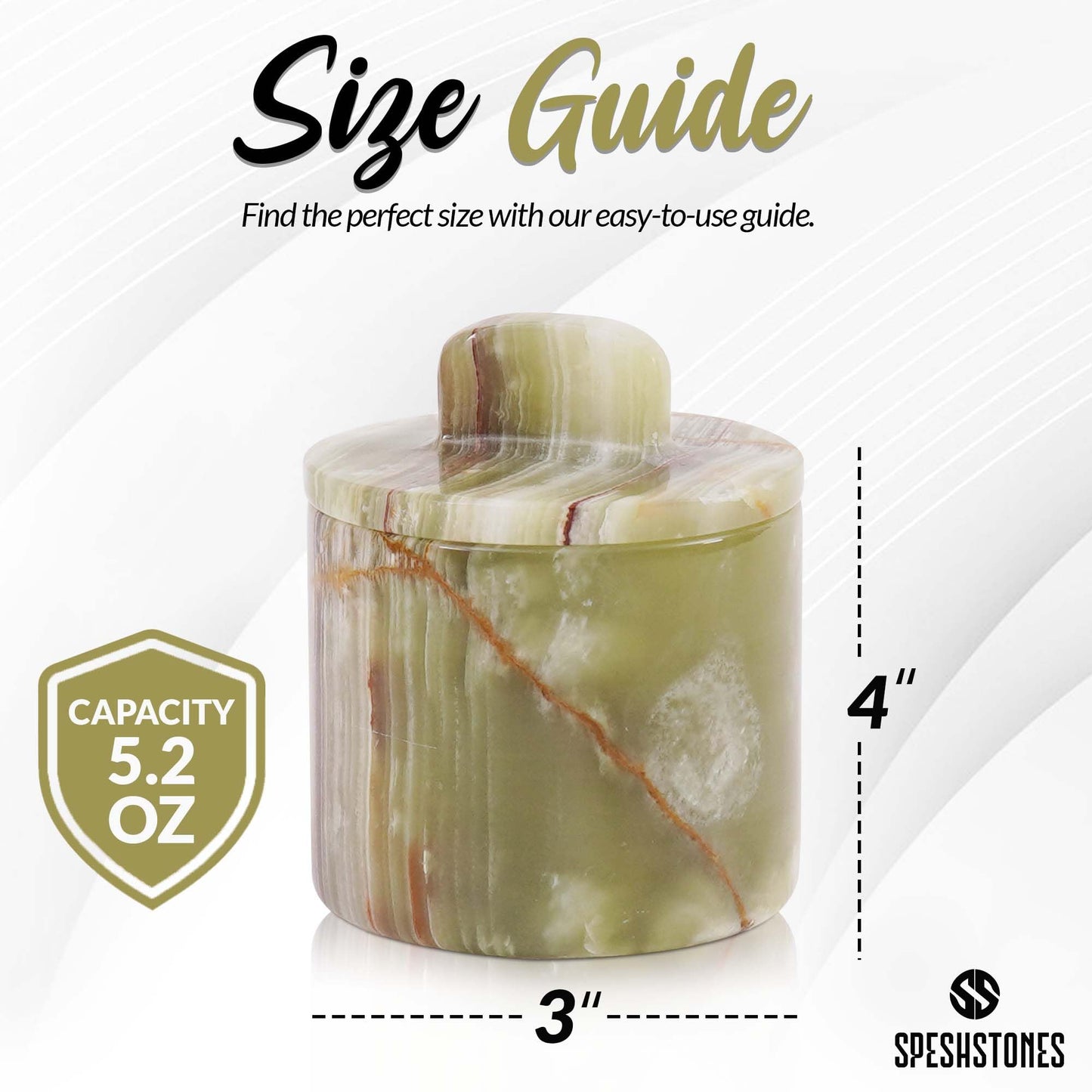 SPESHSTONES Marble Salt Cellar Handmade 4 Inch Green Salt Containers for Countertop - 5.2 Oz Salt Holder, Marble Sugar Bowl with Lid and Spoon, Spice Jars for Seasoning Container, Stone Salt Box