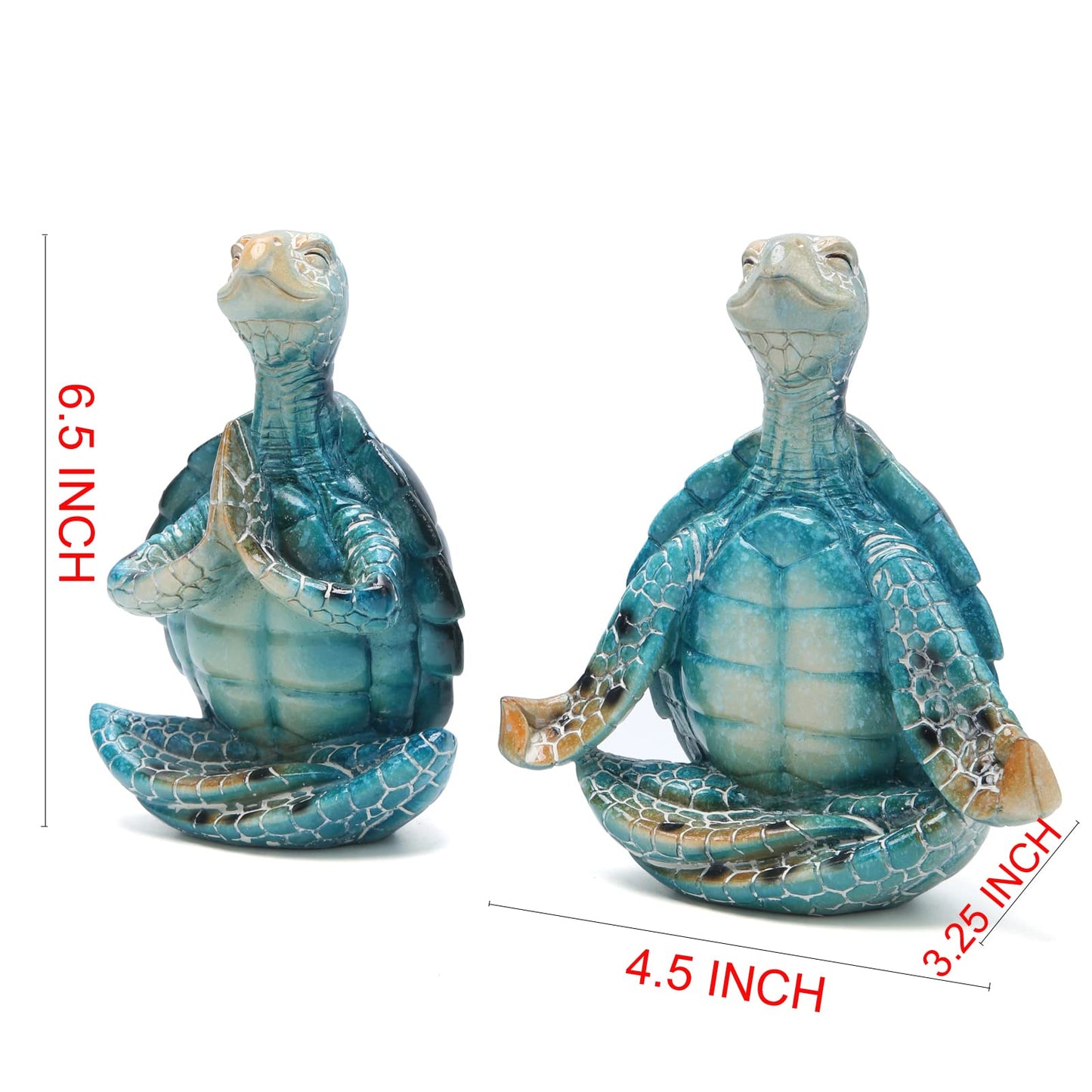 Hodao 2PCS Sea Turtle Meditation Yoga Decor Garden Figurines Sea Turtle Meditating Coastal Beach Decorations, Zen Yoga Resin Statues for Home Office Decor Home Calming Gifts for Mom, Nature Lovers