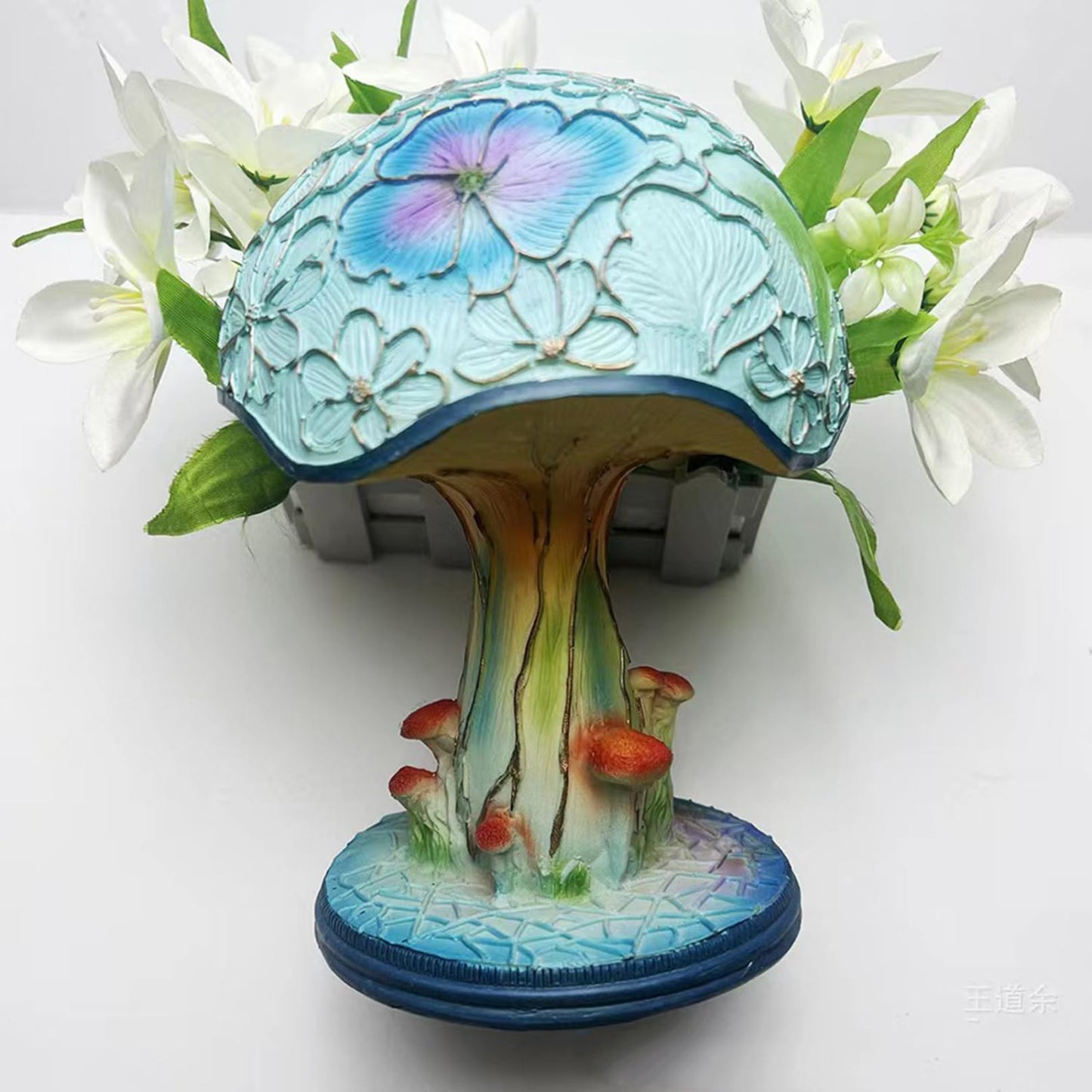 Wioilyoy Creative Glass Resin Mushroom Table Lamp, 5.9 Inch Stained Glass Mini Night Light, Bohemian Decoration for Bedroom, Living Room, Home Office - Gifts