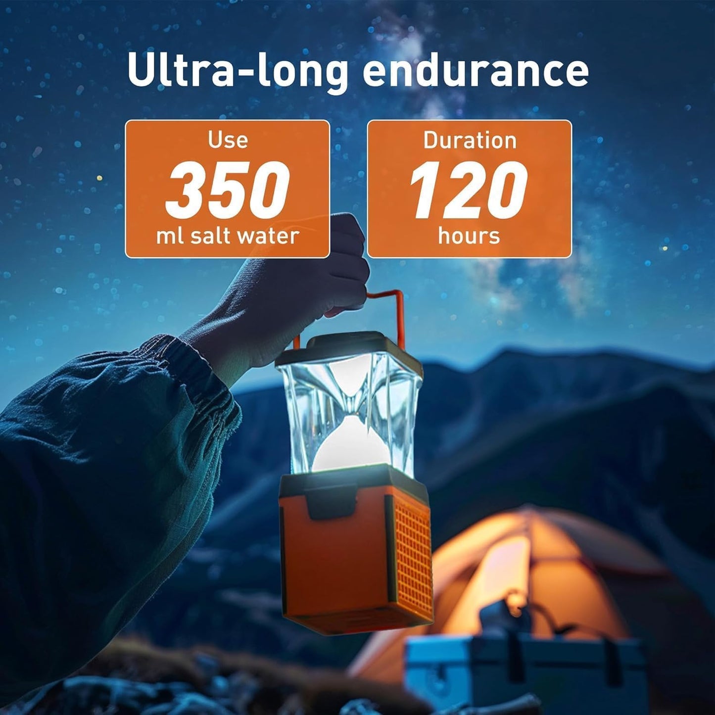 Environmentally Conscious Lighting, Saltwater Camping Lantern - Survival & Emergency Outdoor Ligh Simply add Salt Water to Activate The Light. It's that Easy