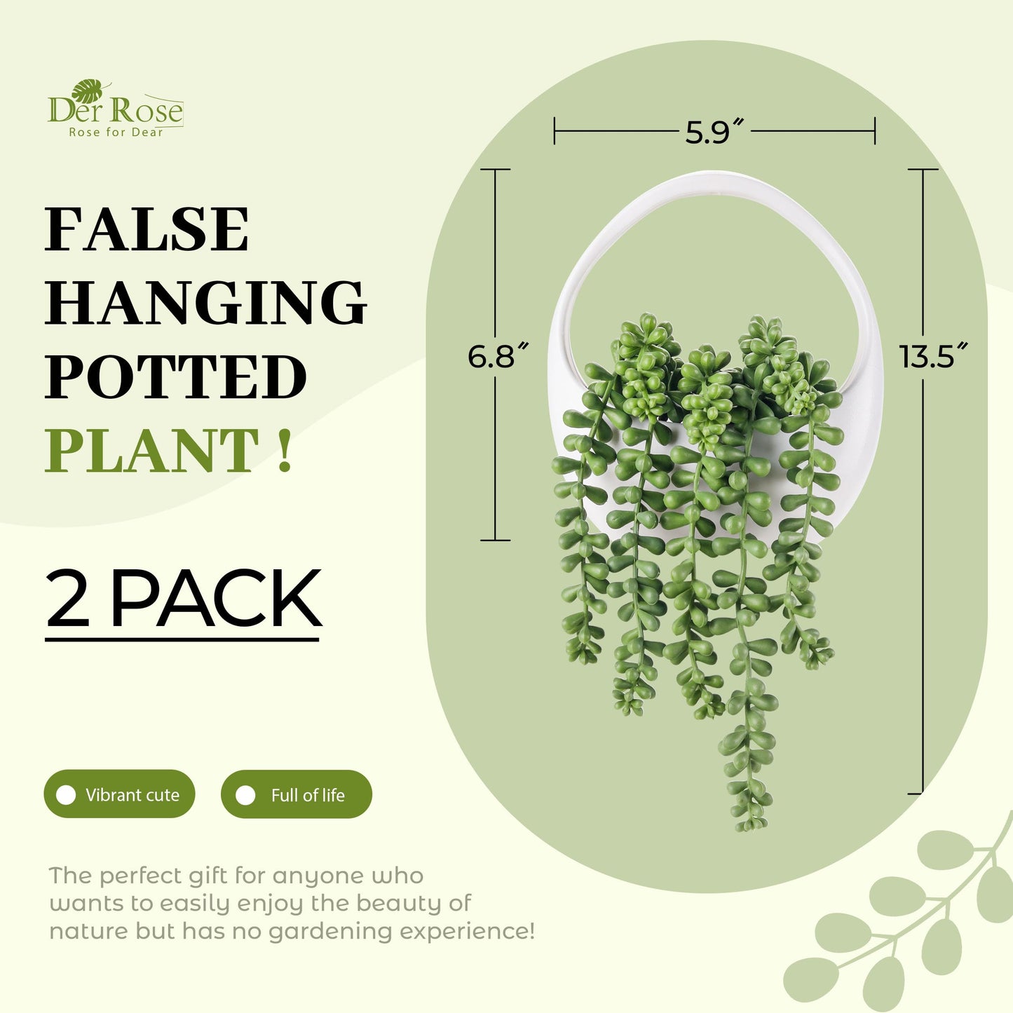 Der Rose Bundle of 2 Pack Small Fake Plants Mini and 2 Packs Fake Hanging Plants Succulents for Home Decor Indoor Office Table Room Farmhouse Bathroom Decor