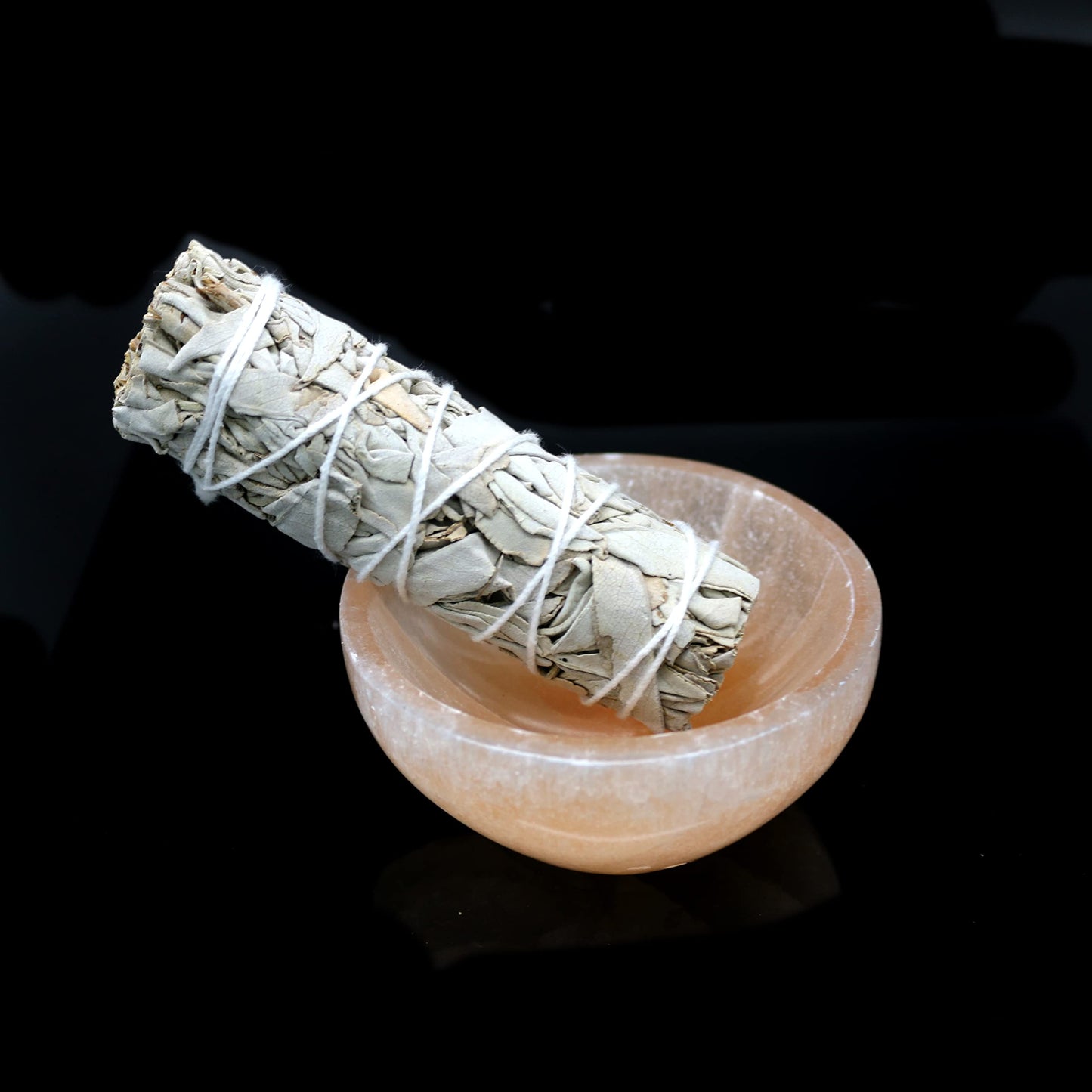 Soul Sticks Selenite Crystal Bowls for Smudging, Healing, Recharging Crystals | Pure Selenite Smudge Bowl & Crystal Charging Station Ethically Sourced in Morocco, Orange (3 Inch)