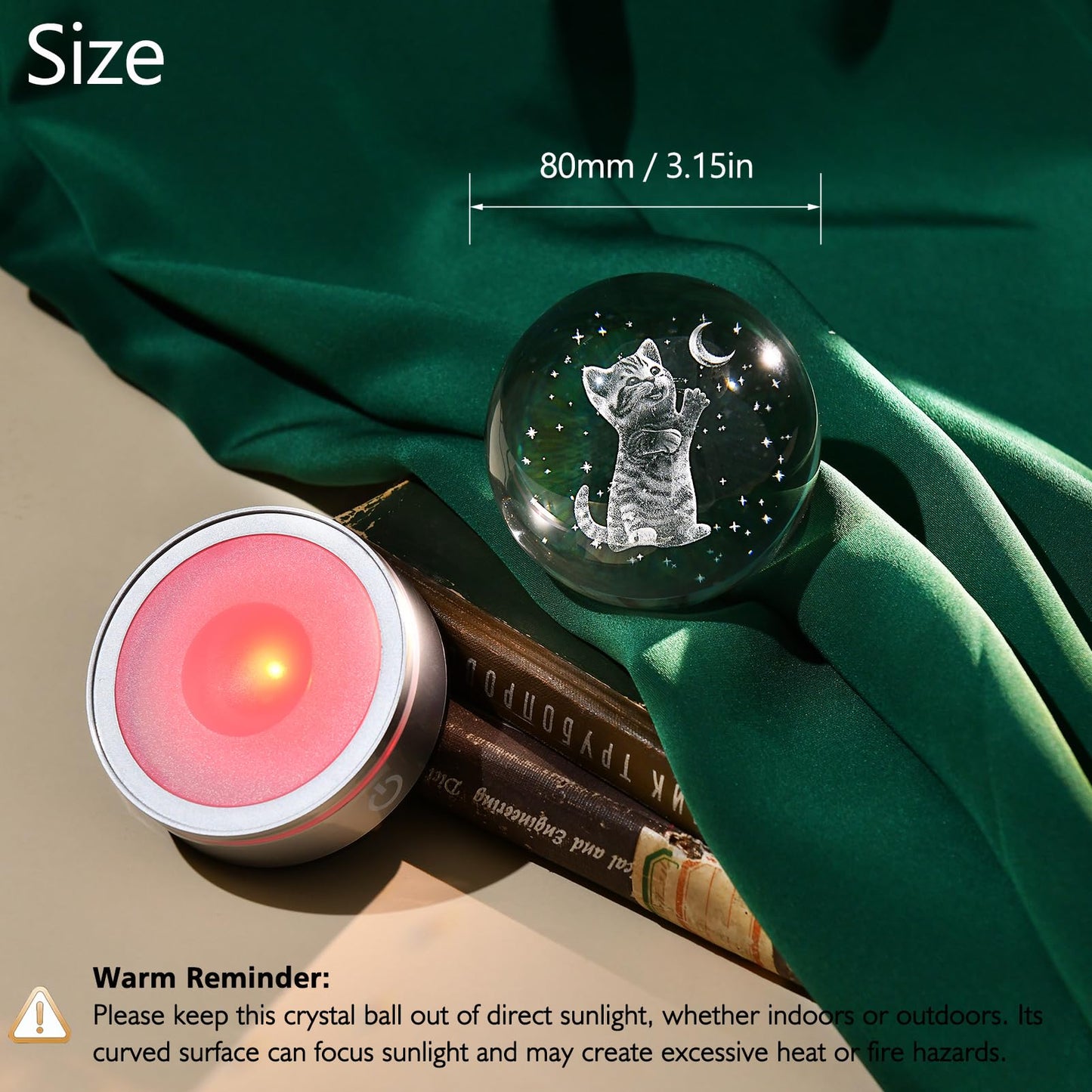IFOLAINA Cat Themed Gifts for Women 3D Crystal Ball Night Light